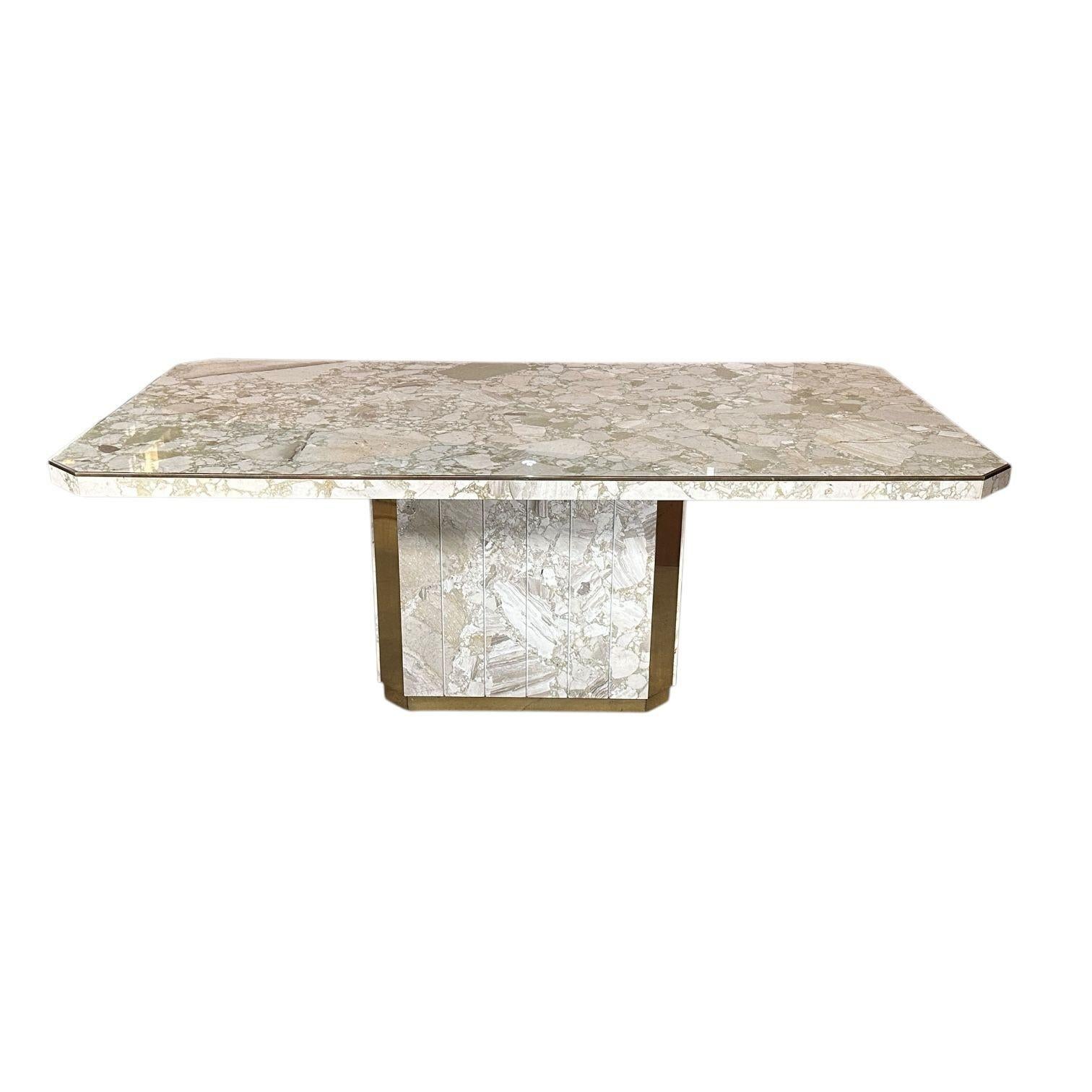 Willy Rizzo para Jean Charles Mesa de comedor italiana de mármol y latón, 1960 Moderno de mediados de siglo en venta