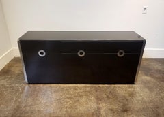 Willy Rizzo for Mario Sabot Black Laminate and Chrome Steel Sideboard, 1970s
