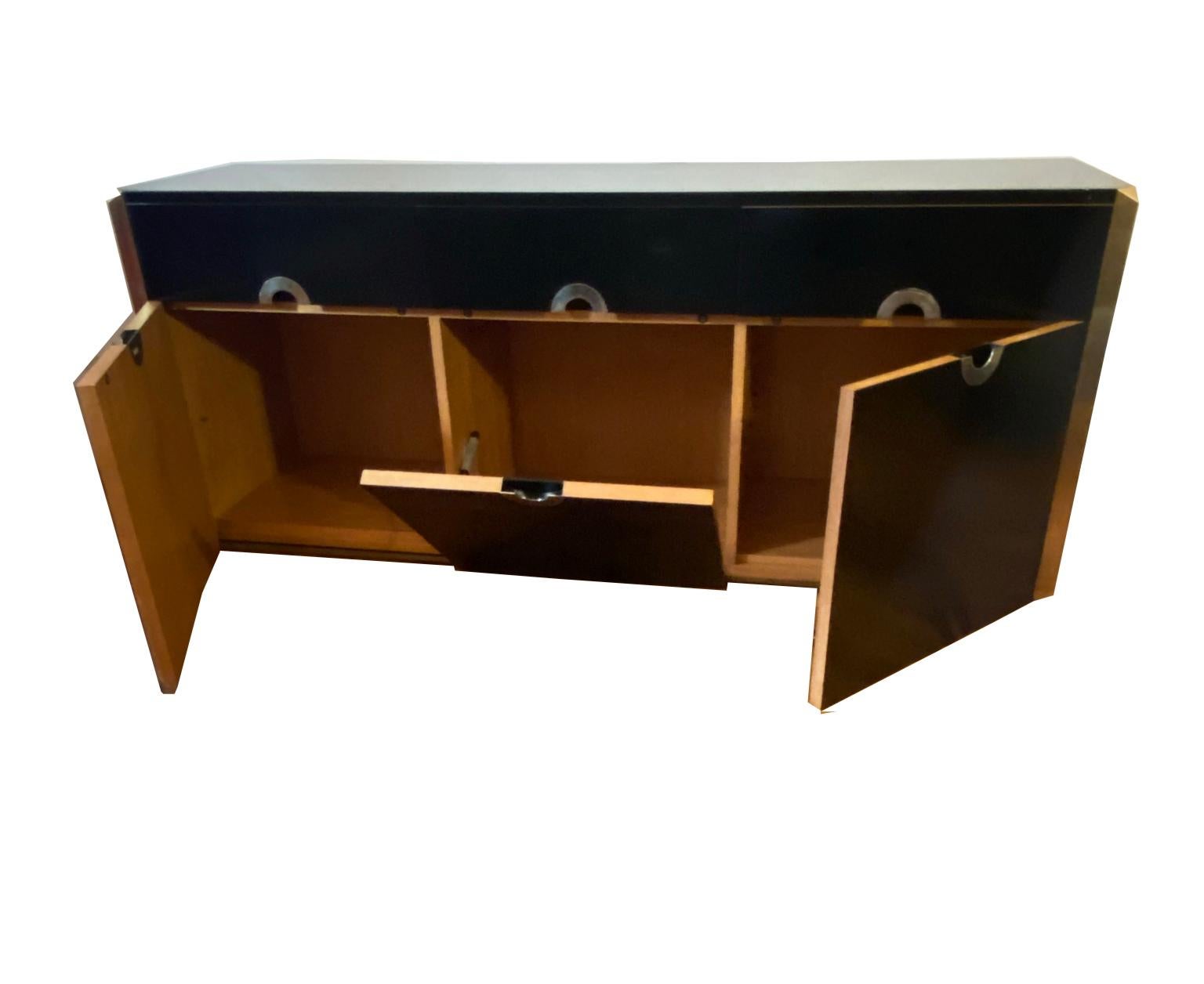 Willy Rizzo for Mario Sabot Black Sideboard, Italy, 1974 In Good Condition In Naples, IT