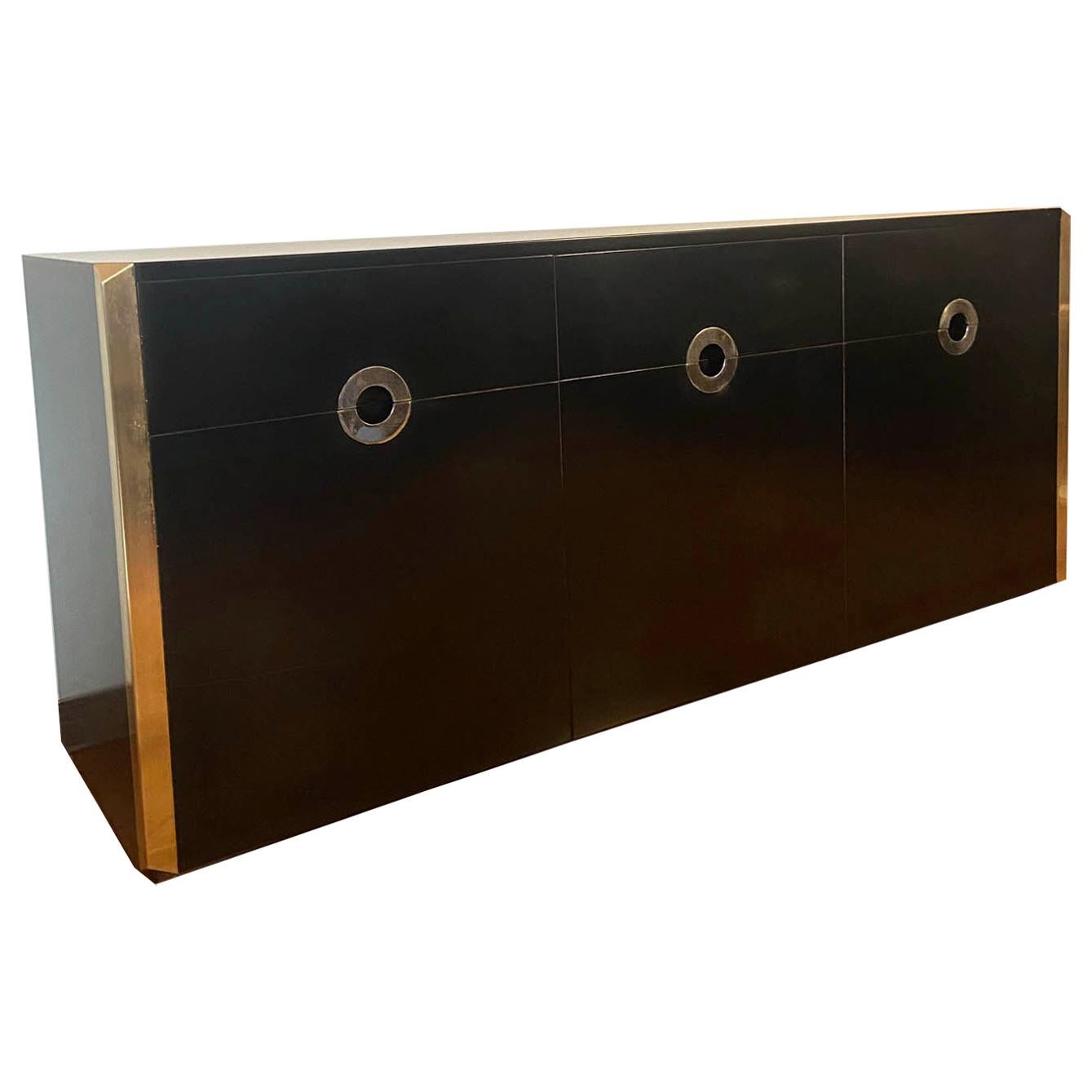 Willy Rizzo for Mario Sabot Black Sideboard, Italy, 1974