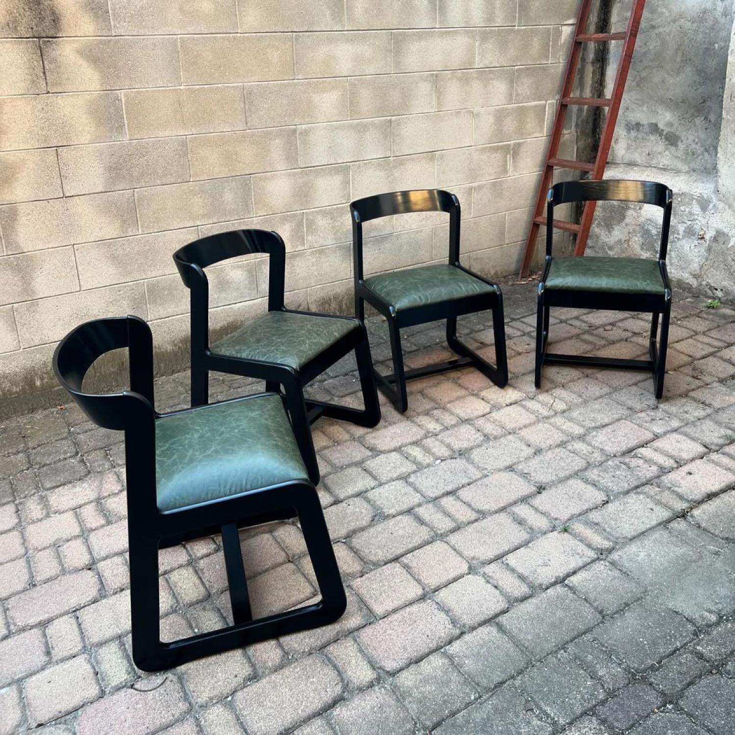 Cuir Chaises de salle à manger de collection Willy Rizzo pour Mario Sabot, ensemble de quatre pièces en vente