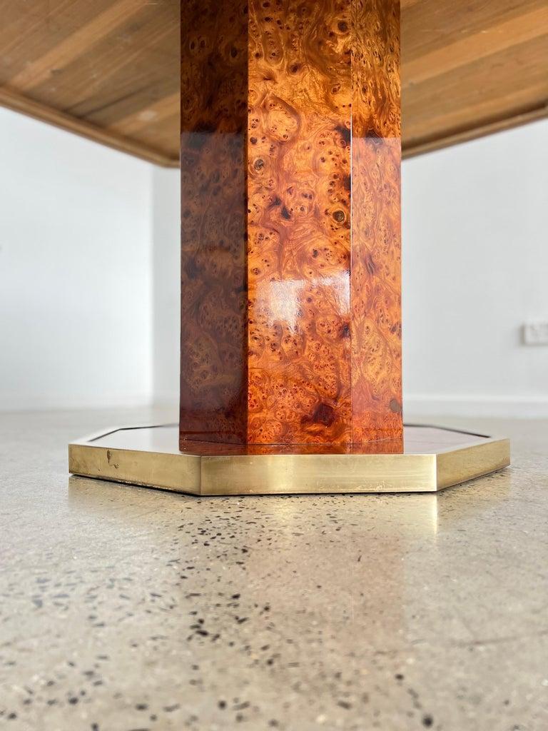 Stunning dining octagonal pedestal dining table by Willy Rizzo for Mario Sabot.