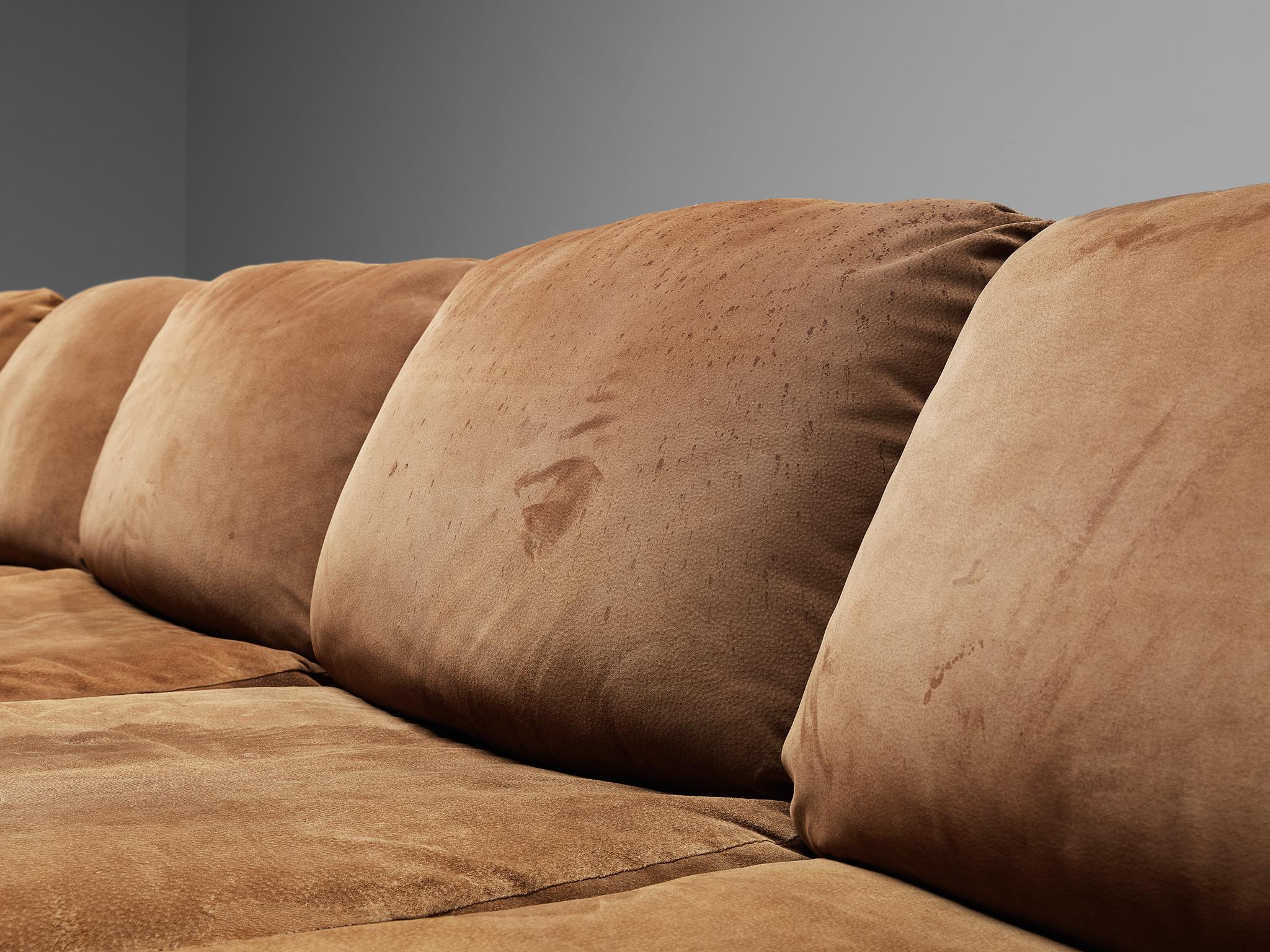 Willy Rizzo for Mario Sabot Sectional Corner Sofa in Cognac Suede 6