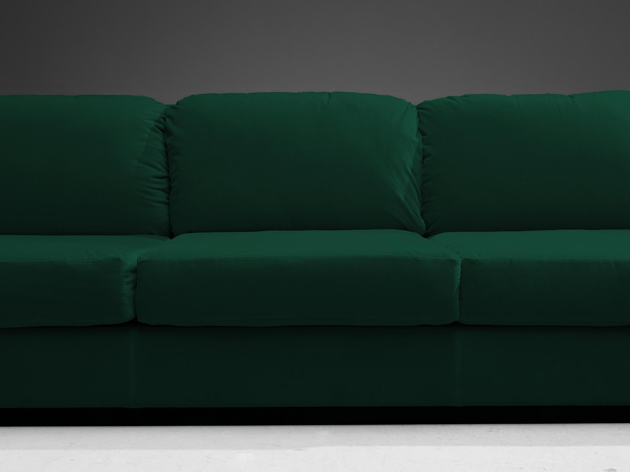 Italian Willy Rizzo for Mario Sabot Sectional Corner Sofa in Green Velvet For Sale