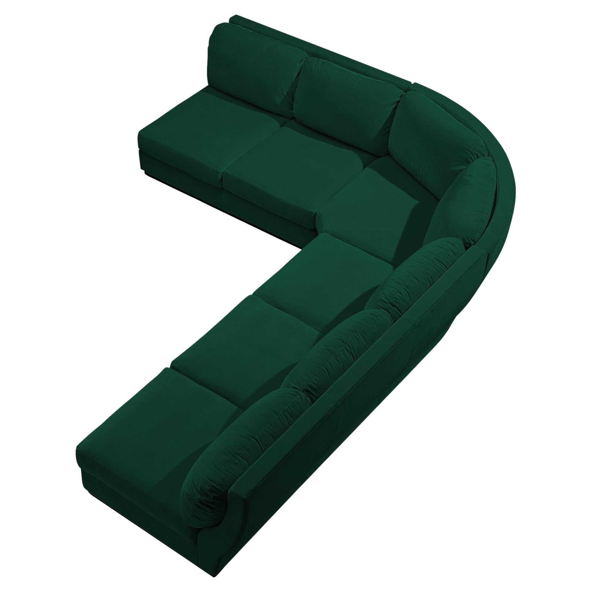 Willy Rizzo for Mario Sabot Sectional Corner Sofa in Green Velvet For Sale
