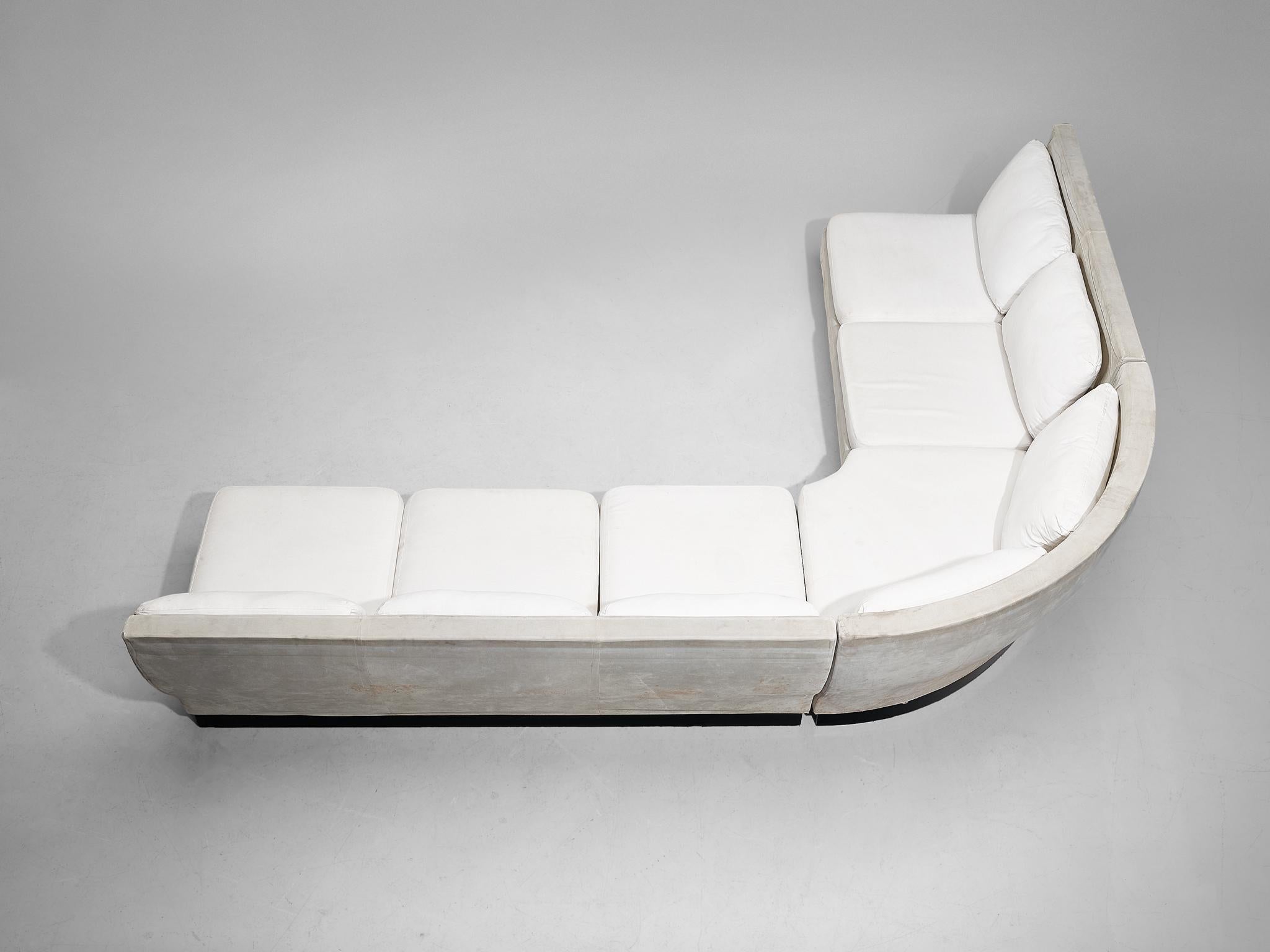 Willy Rizzo for Mario Sabot Sectional Corner Sofa in White Upholstery For Sale 5