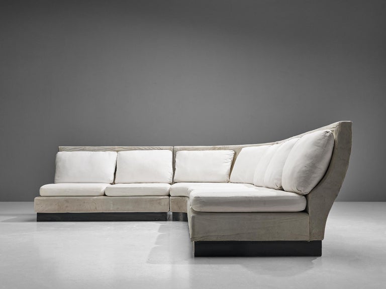 Willy Rizzo for Mario Sabot Sectional Corner Sofa in White Upholstery For  Sale at 1stDibs