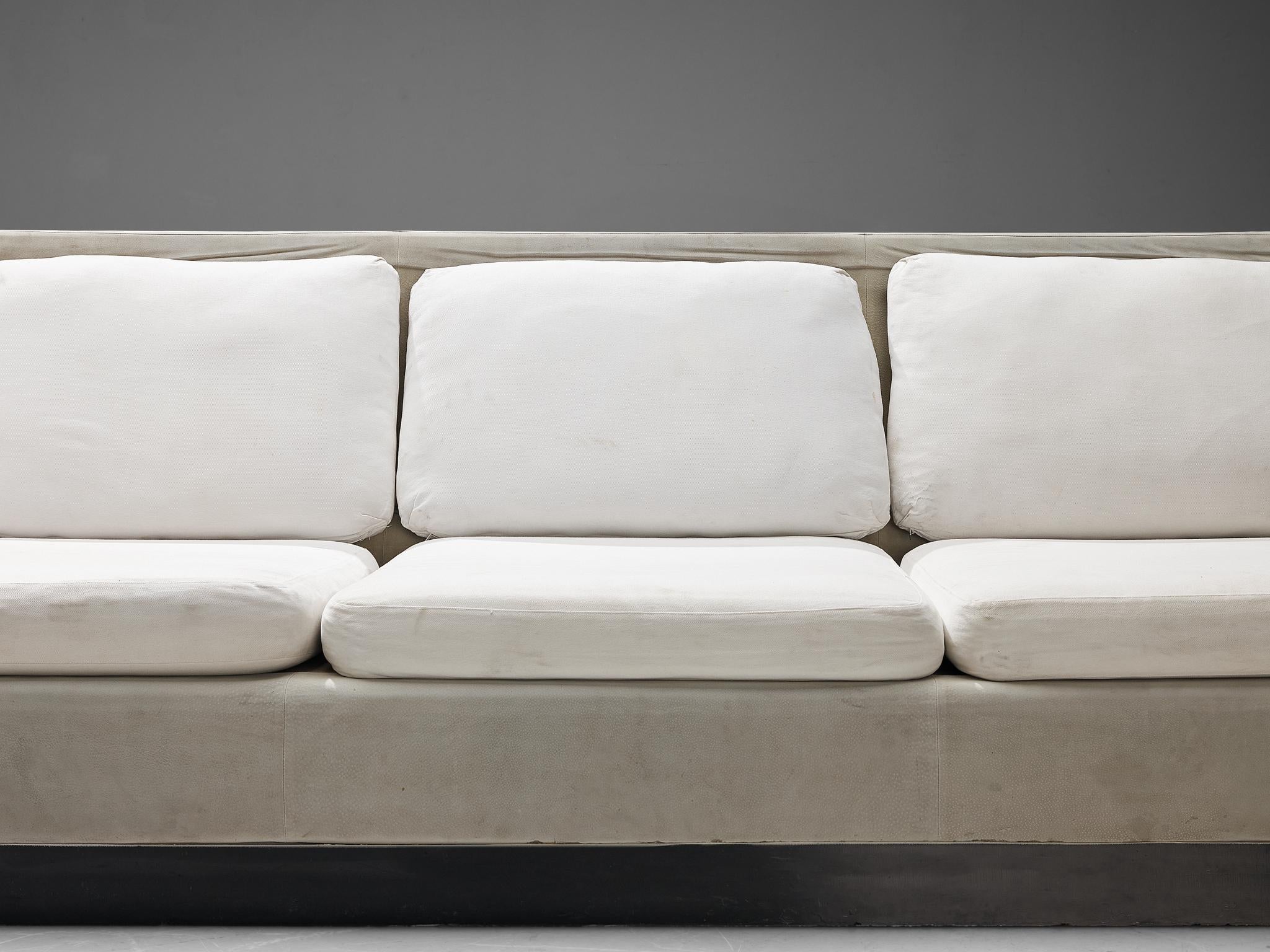 Willy Rizzo for Mario Sabot Sectional Corner Sofa in White Upholstery For Sale 1