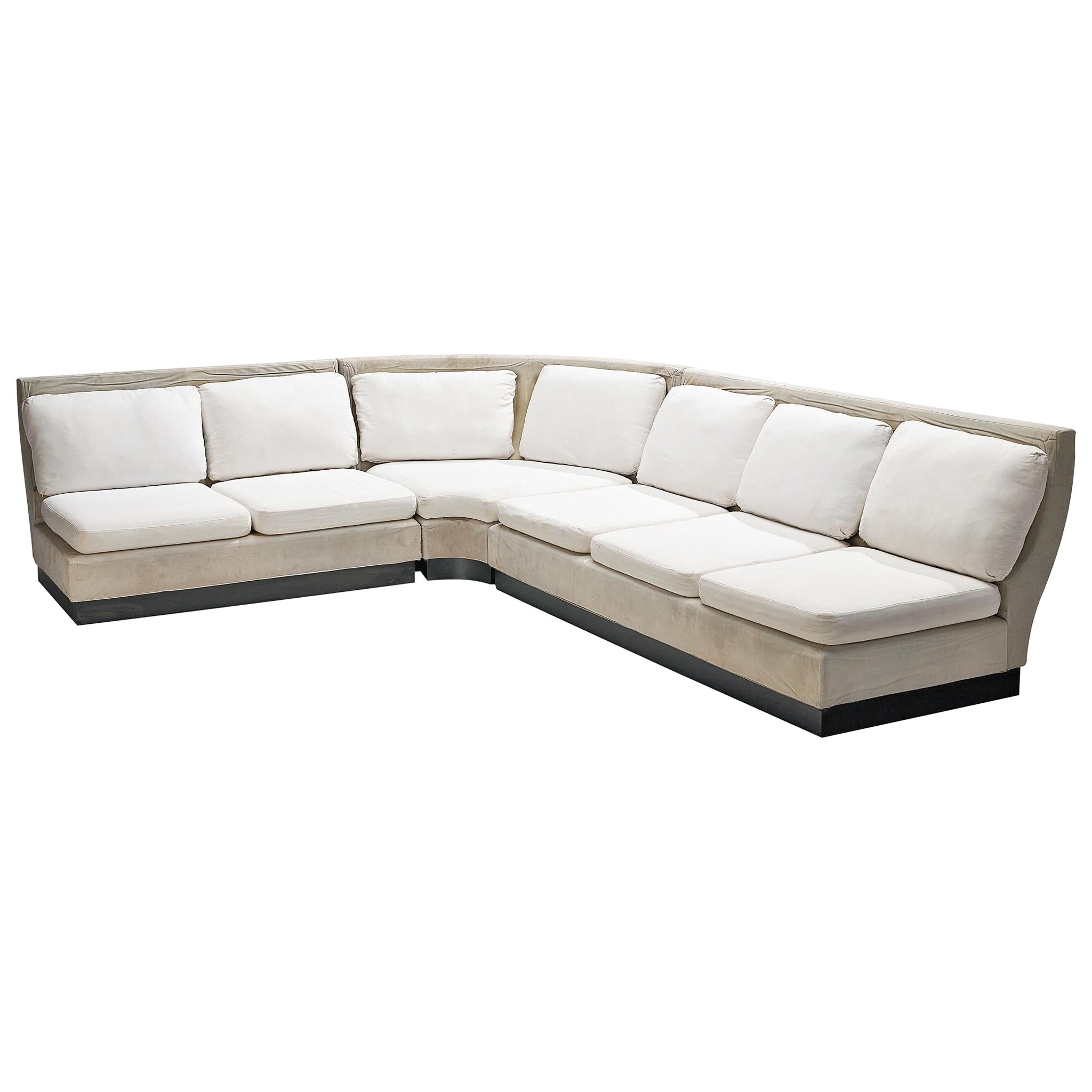 Willy Rizzo for Mario Sabot Sectional Corner Sofa in White Upholstery For Sale