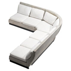 Vintage Willy Rizzo for Mario Sabot Sectional Corner Sofa in White Upholstery