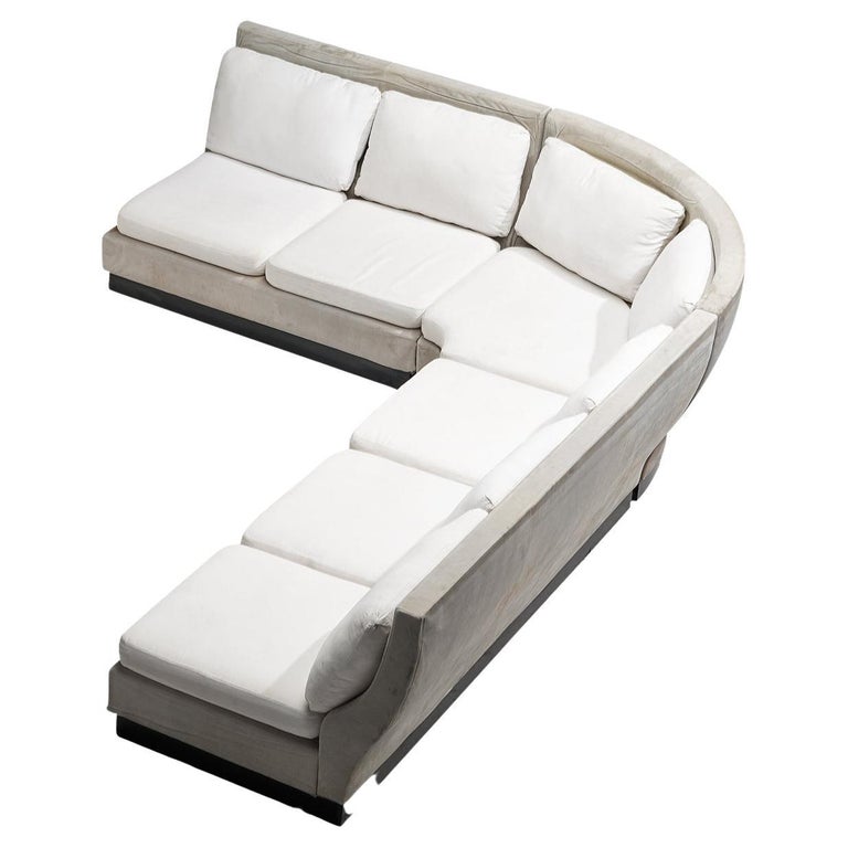 Willy Rizzo for Mario Sabot Sectional Corner Sofa in White Upholstery For  Sale at 1stDibs