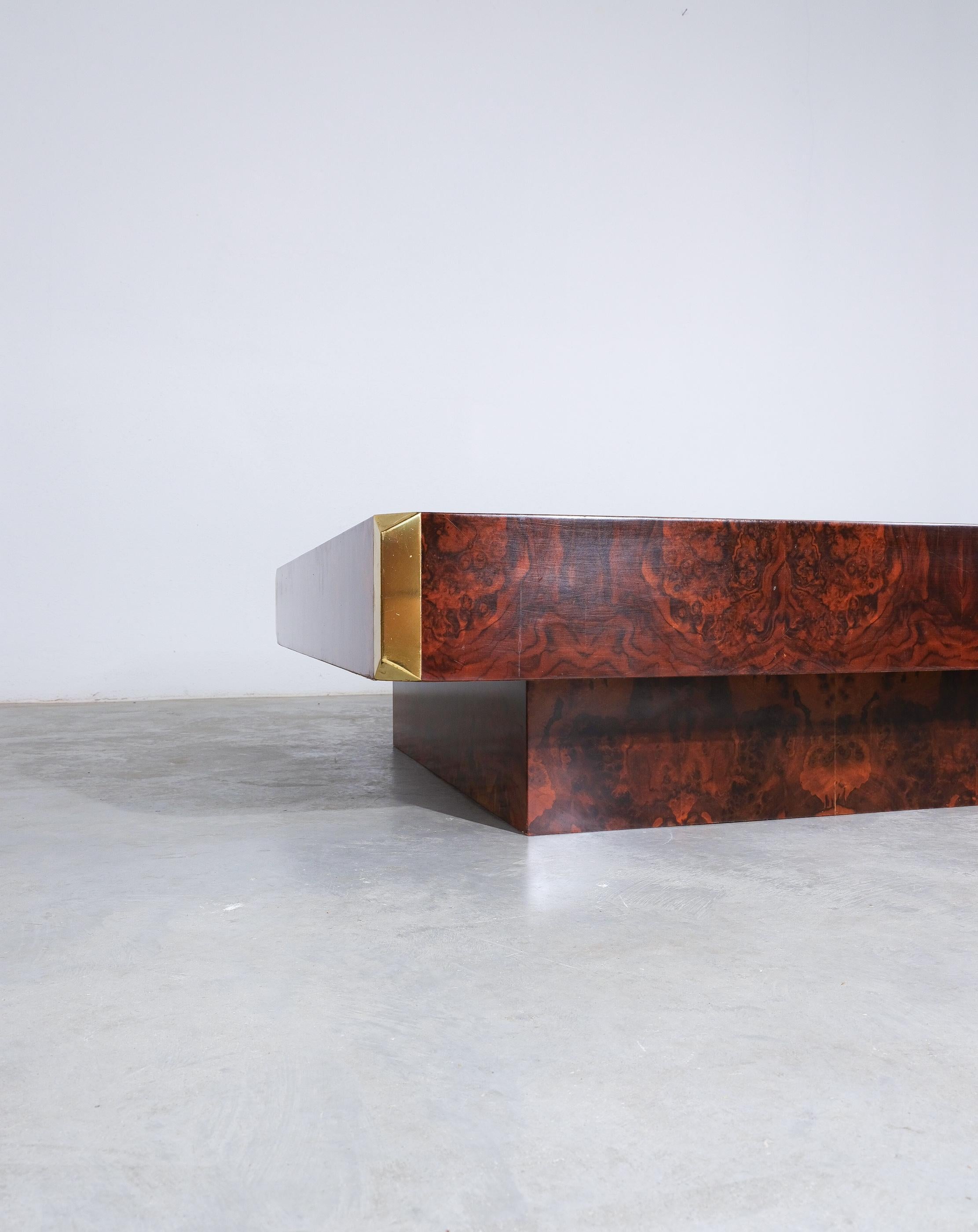 Willy Rizzo for Mario Sabot Vintage Alveo Square Coffee Table Burlwood 1972 5
