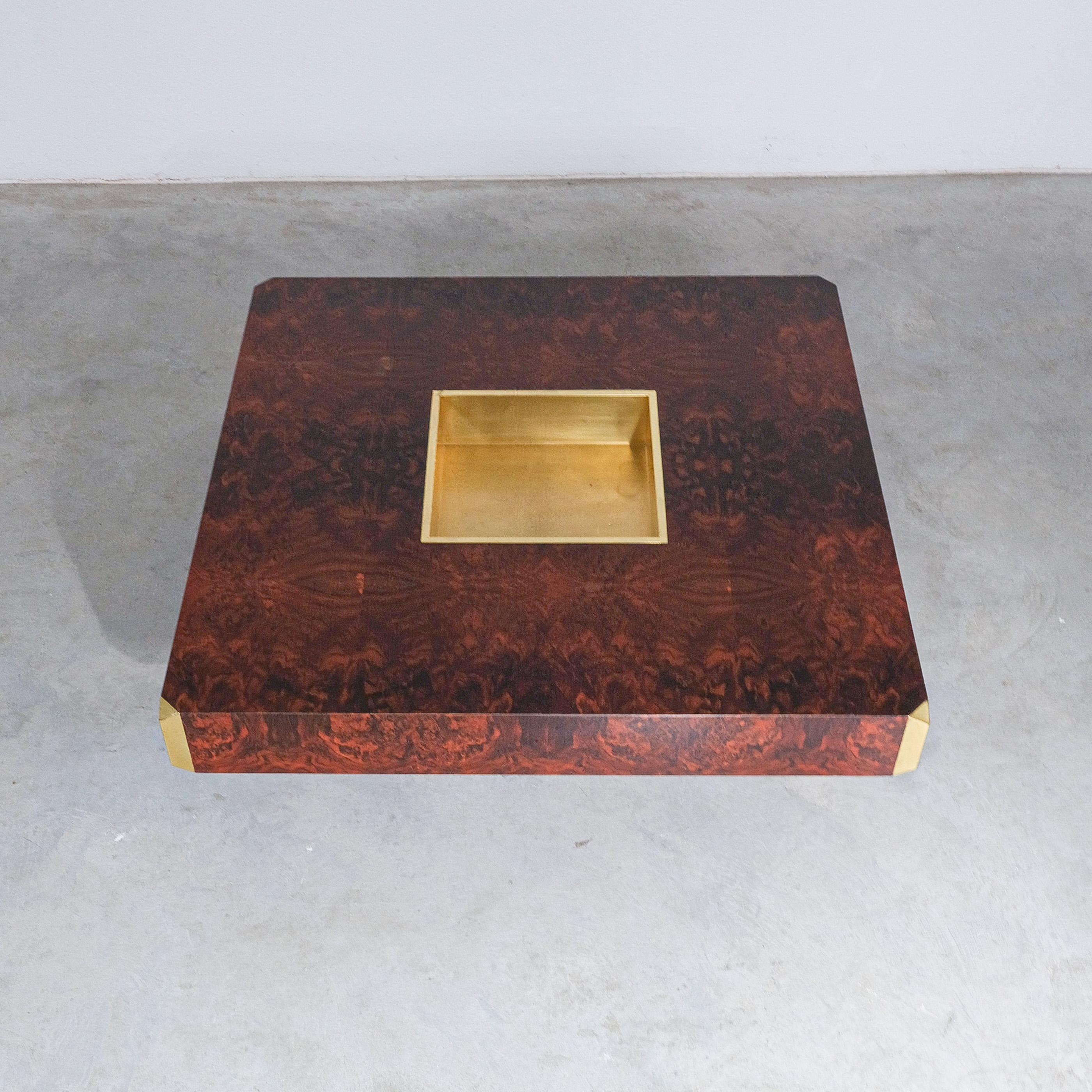 Willy Rizzo for Mario Sabot Vintage Alveo Square Coffee Table Burlwood 1972 6