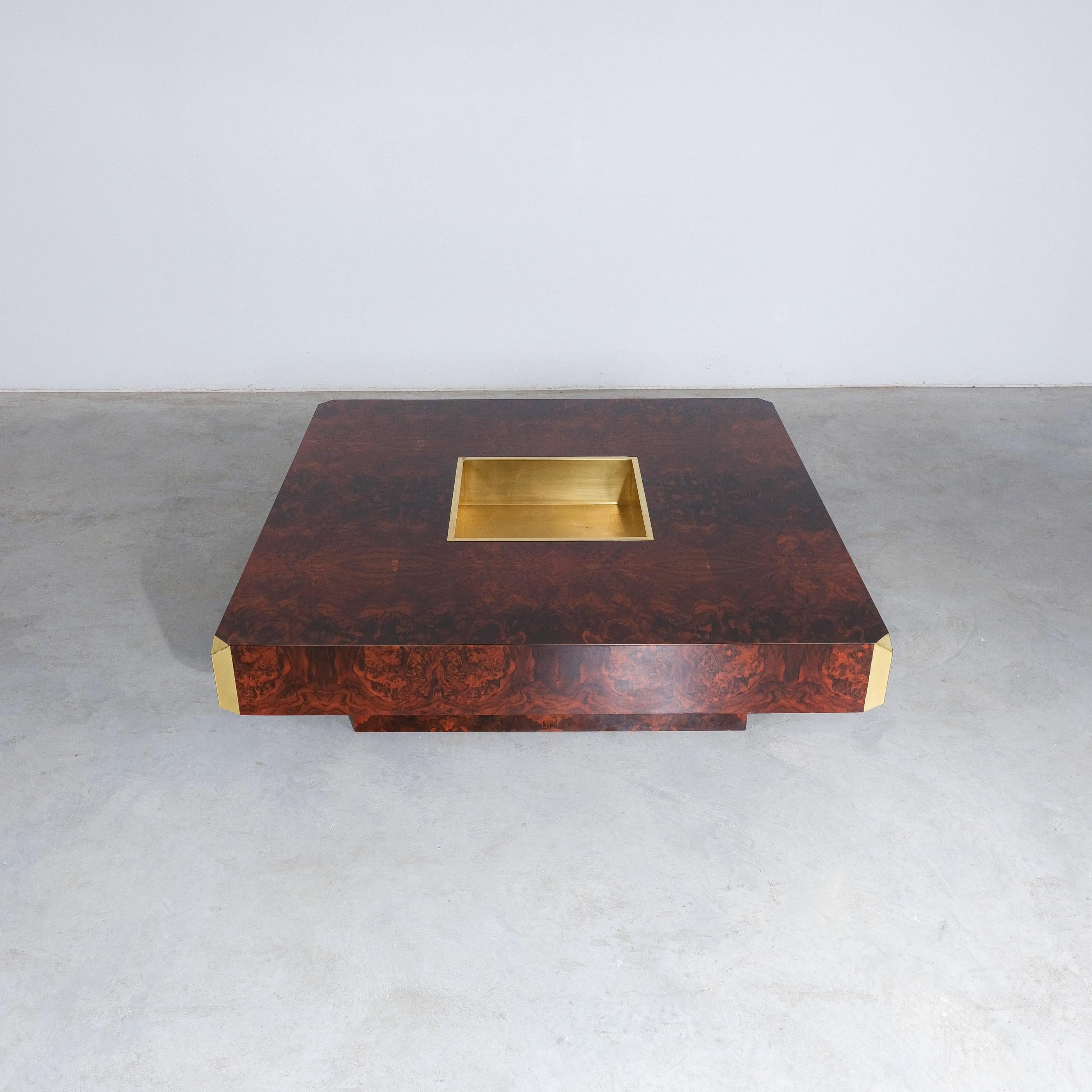 Willy Rizzo for Mario Sabot Vintage Alveo Square Coffee Table Burlwood 1972 7