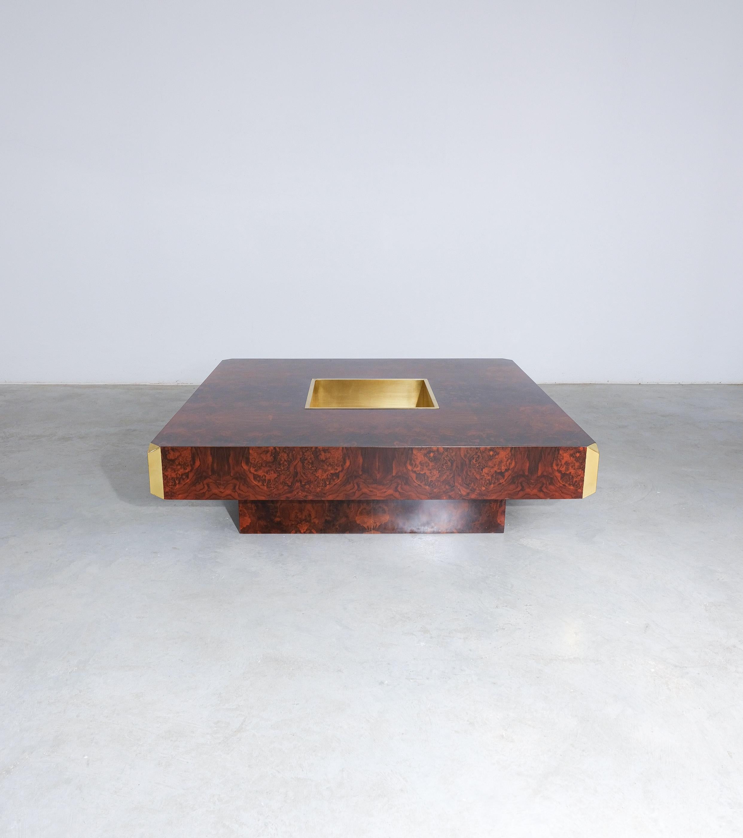 Willy Rizzo for Mario Sabot Vintage Alveo Square Coffee Table Burlwood 1972 8