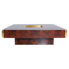 Willy Rizzo for Mario Sabot Vintage Alveo Square Coffee Table Burlwood 1972