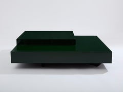 Willy Rizzo forest green lacquer square coffee table 1970s