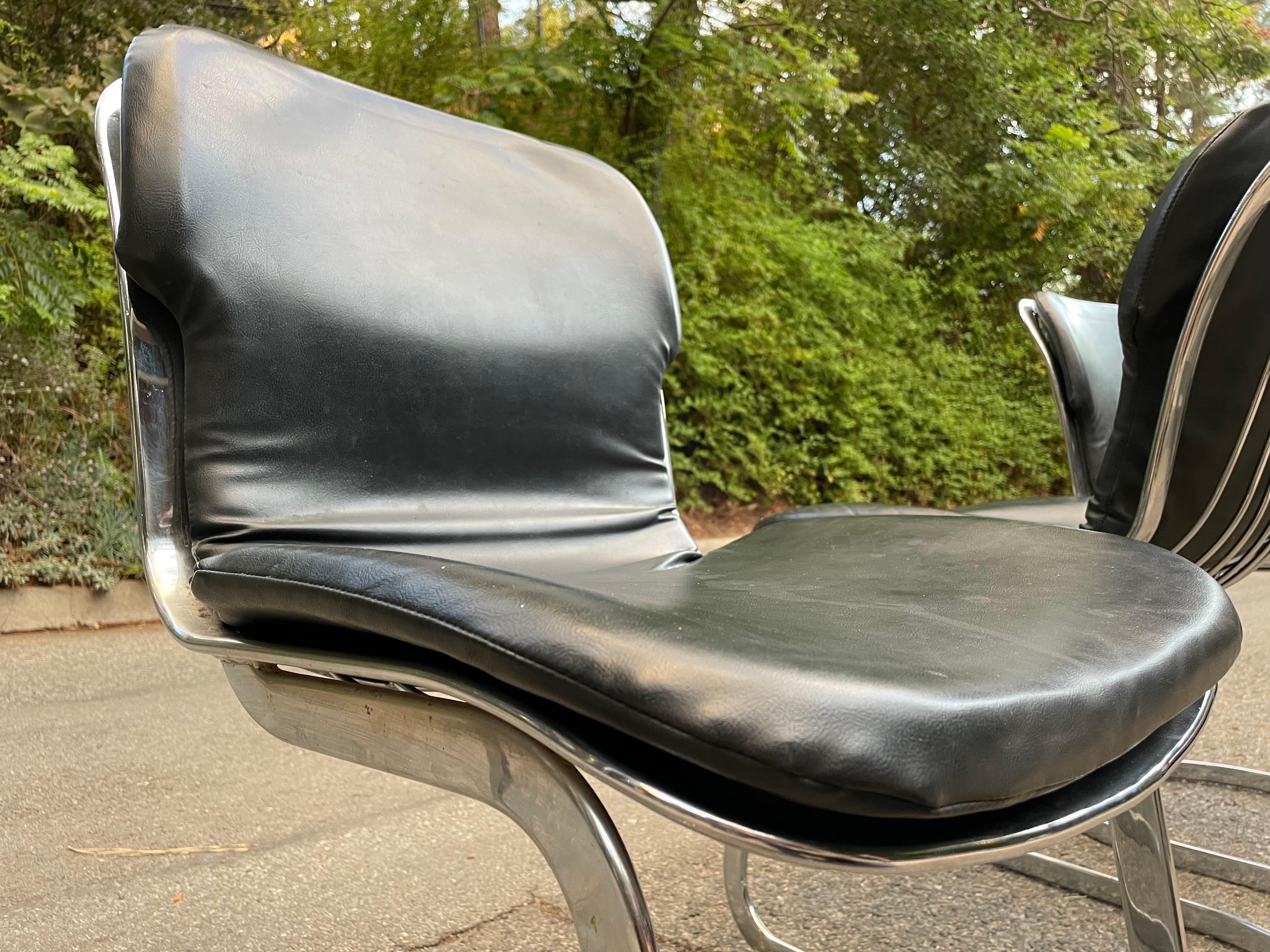 Willy Rizzo Four Chrome & Black Dining Chairs for Cidue, Italy 1970s 9