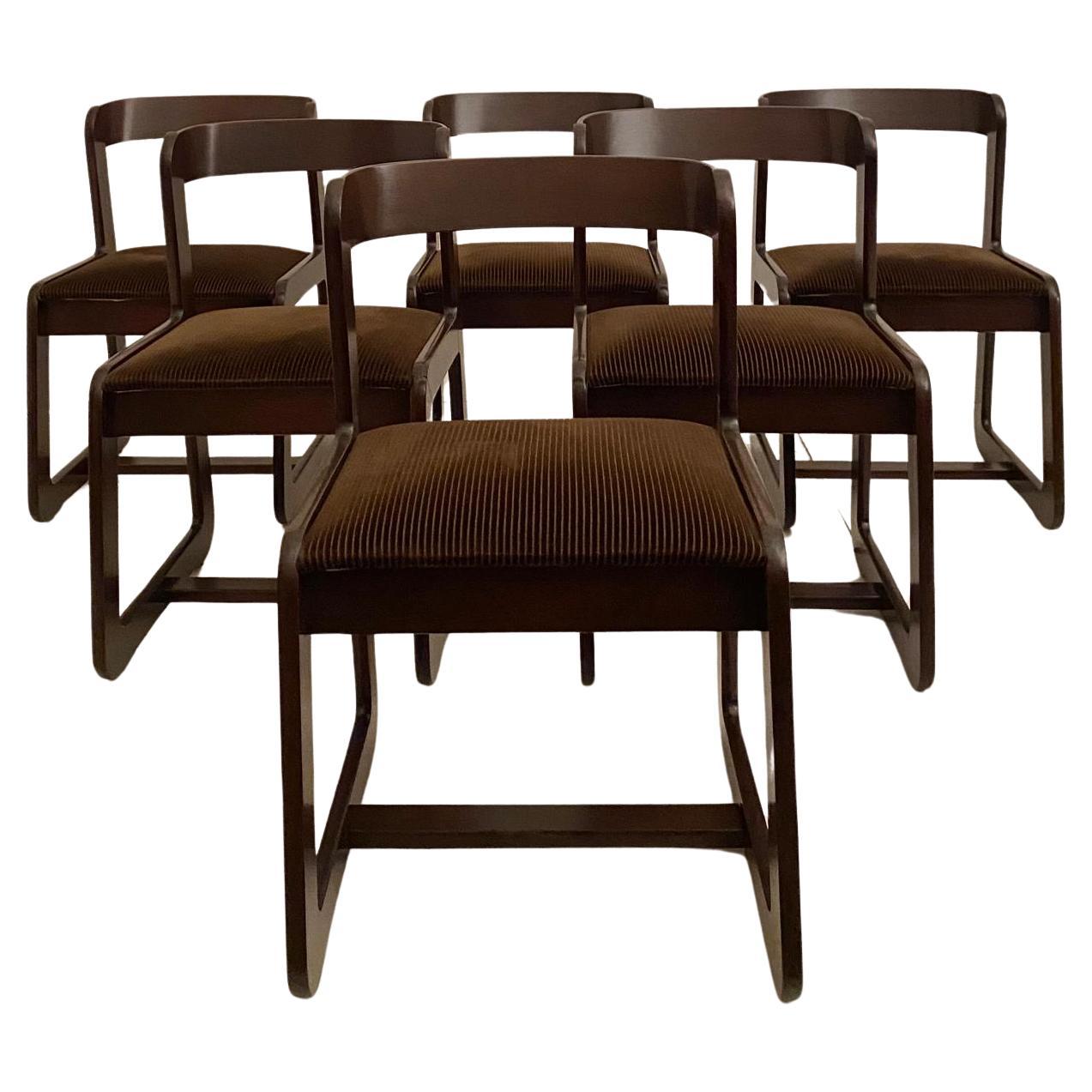 Willy Rizzo fro sabot dining chairs, set of six, Italy 1970s