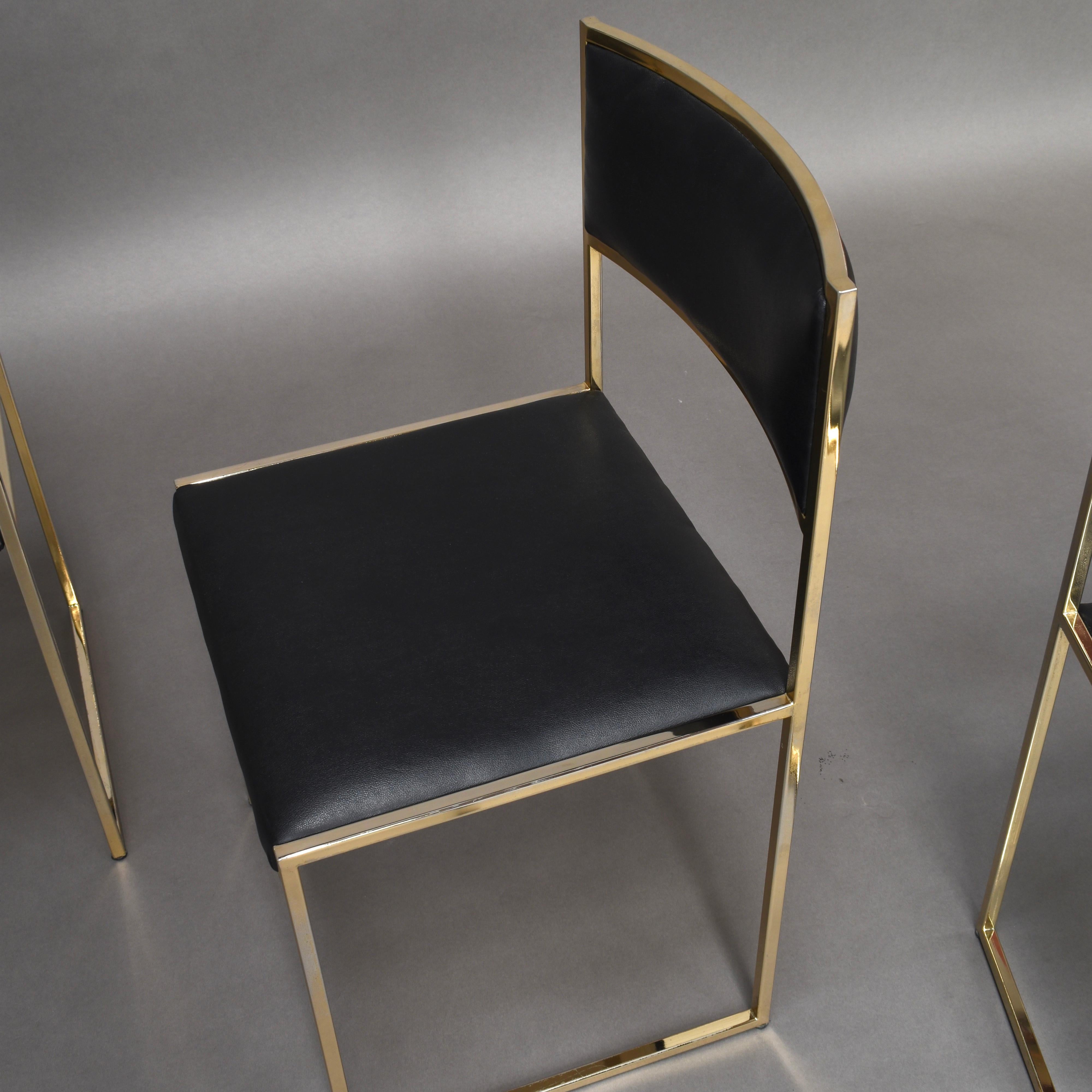 Willy Rizzo Gold-Plated Dining Chairs by Mario Sabot, Italy, 1970s 7