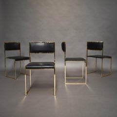 Willy Rizzo Gold-Plated Dining Chairs by Mario Sabot, Italy, 1970s