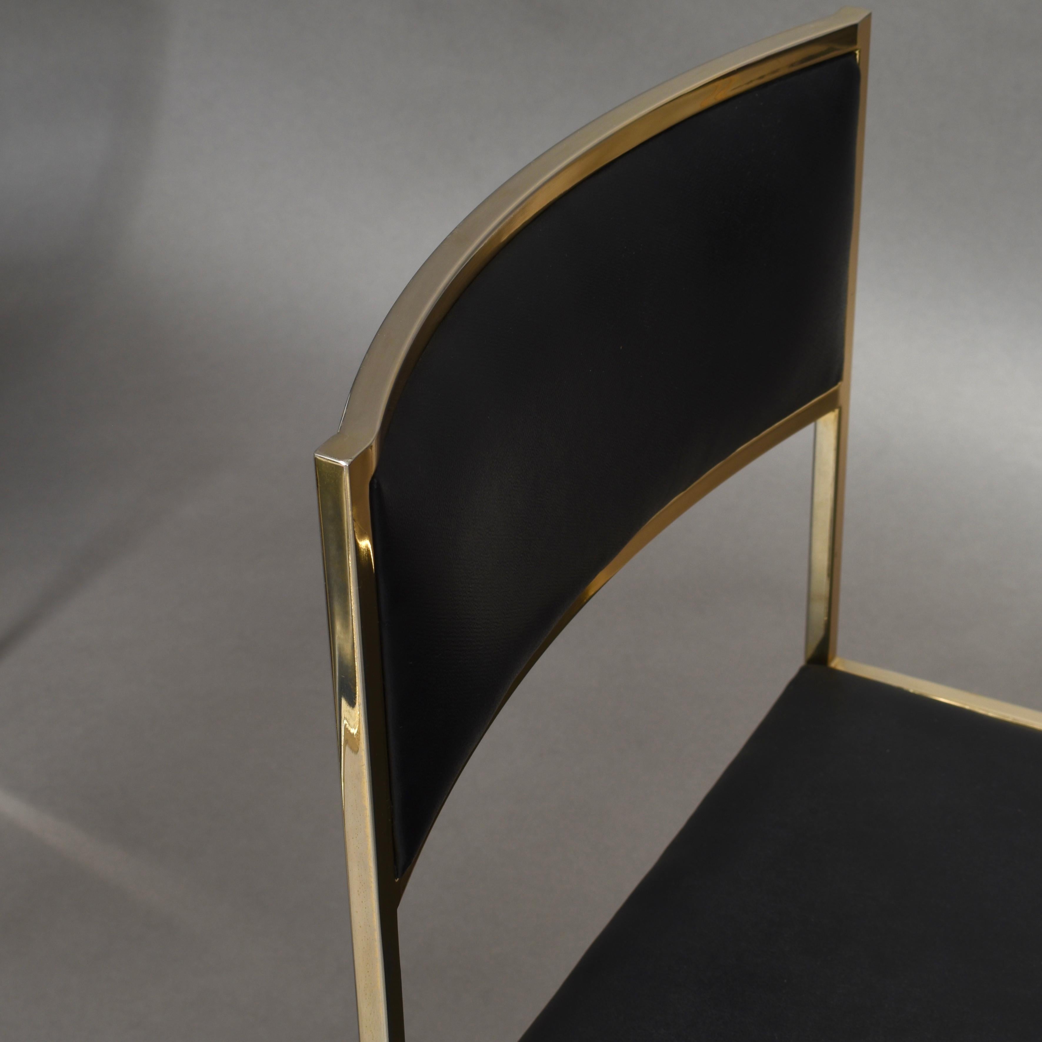 Mid-Century Modern Willy Rizzo Gold-Plated Dining Chairs by Mario Sabot, Italy, 1970s