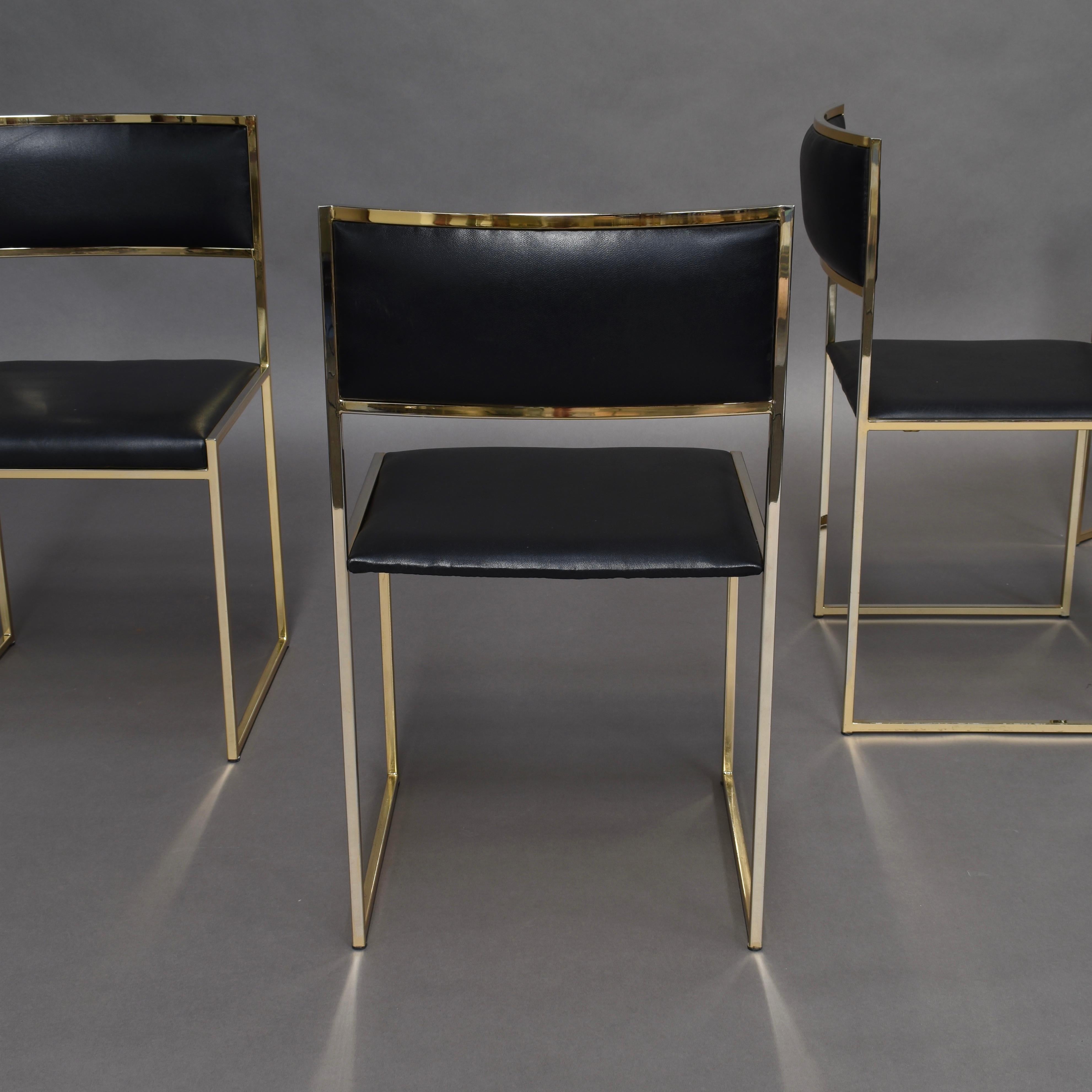 Gold Plate Willy Rizzo Gold-Plated Dining Chairs by Mario Sabot, Italy, 1970s