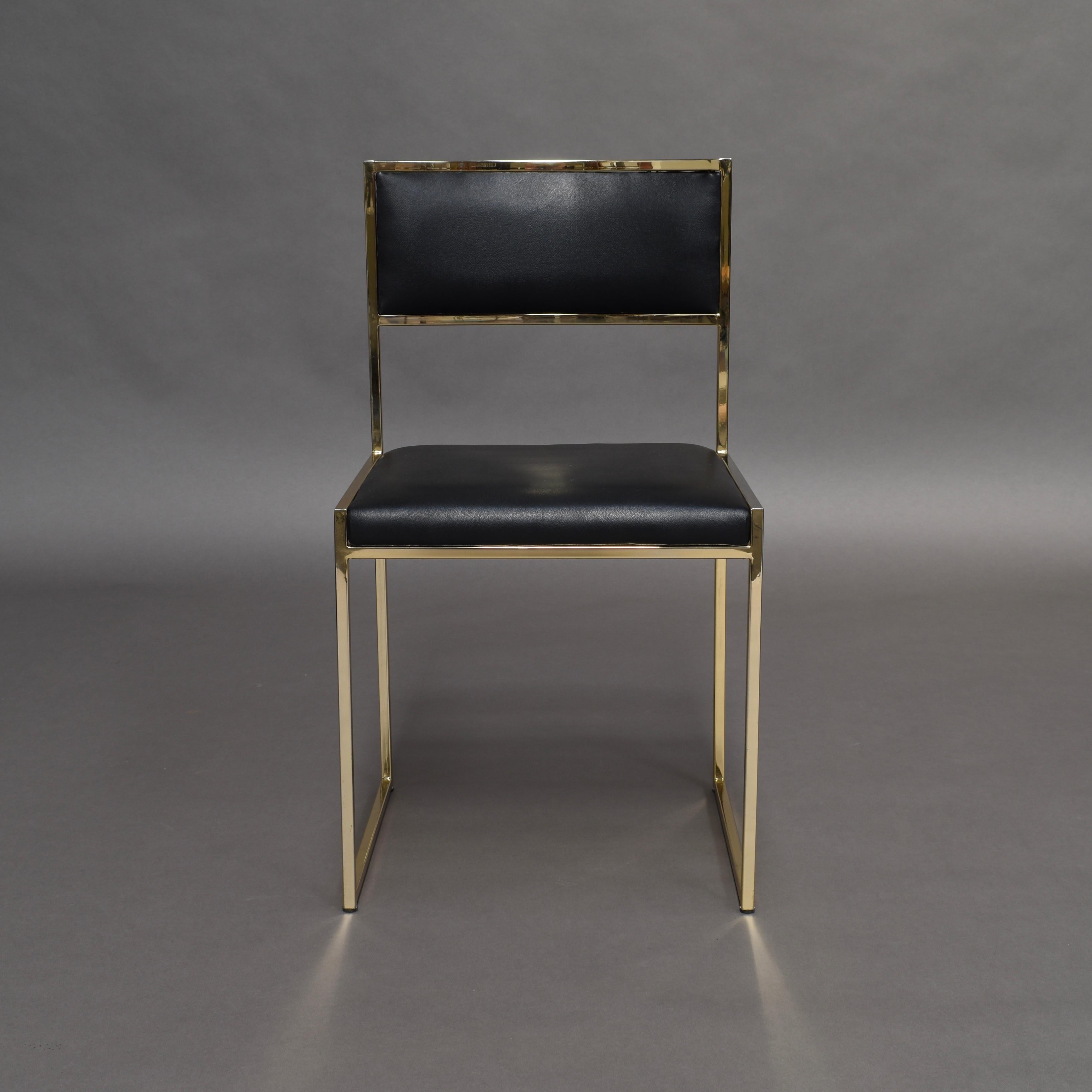 Willy Rizzo Gold-Plated Dining Chairs by Mario Sabot, Italy, 1970s 1