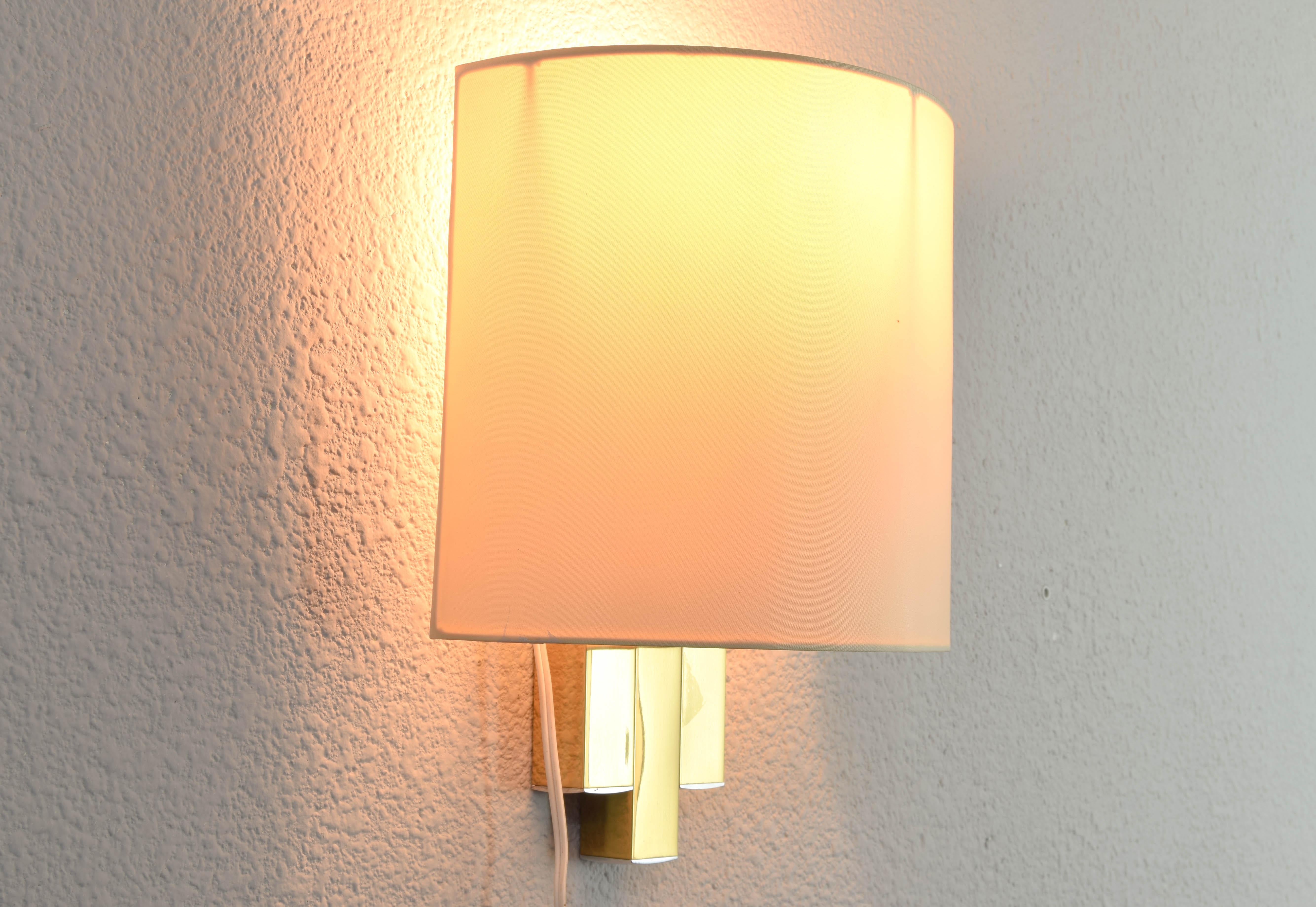 Brushed Hollywood Regency Brass Wall Sconce for BD Lumica, Spain, 1970