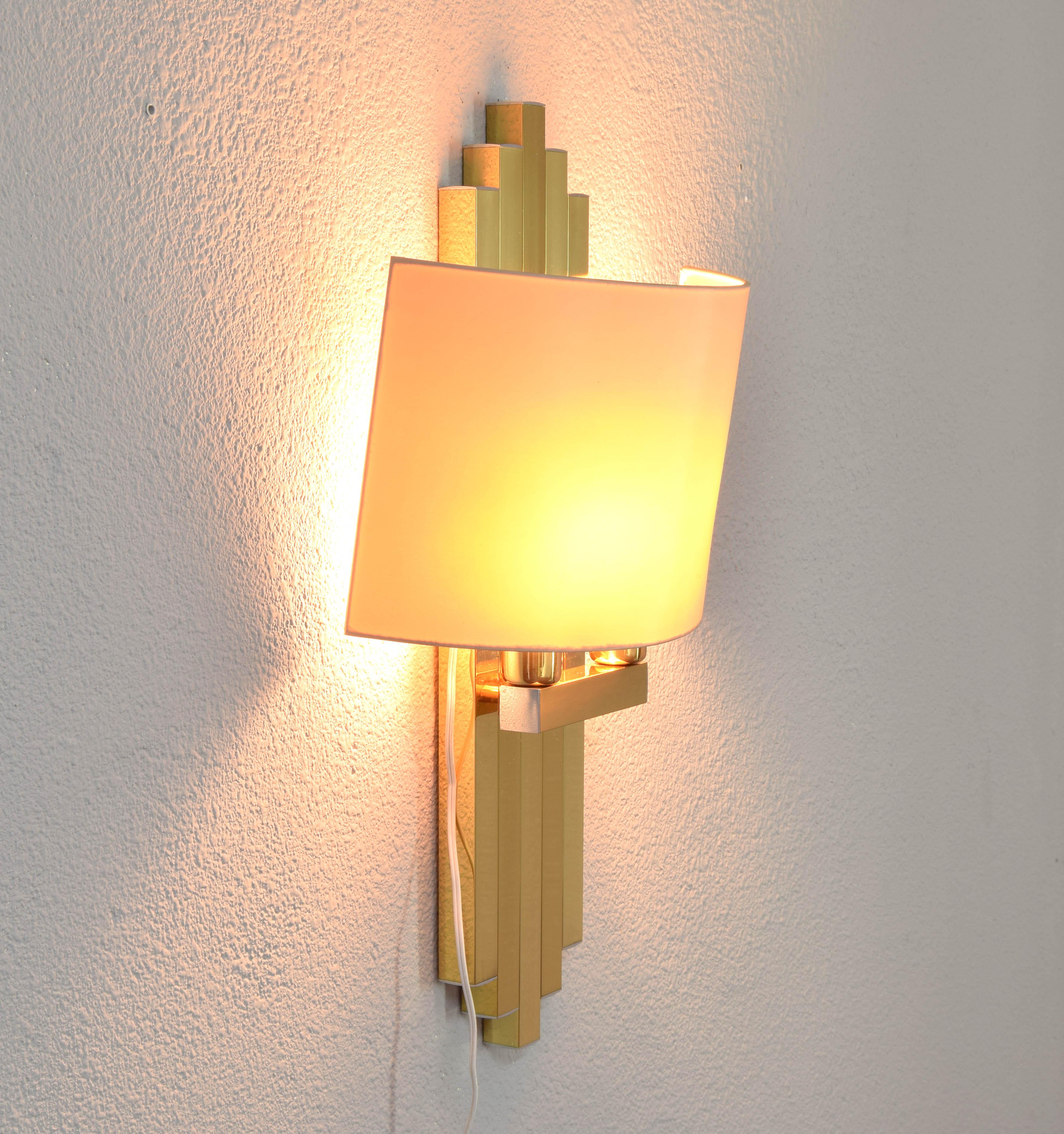 Brushed Hollywood Regency Great Brass Wall Sconce for Lumica BD, Spain, 1970