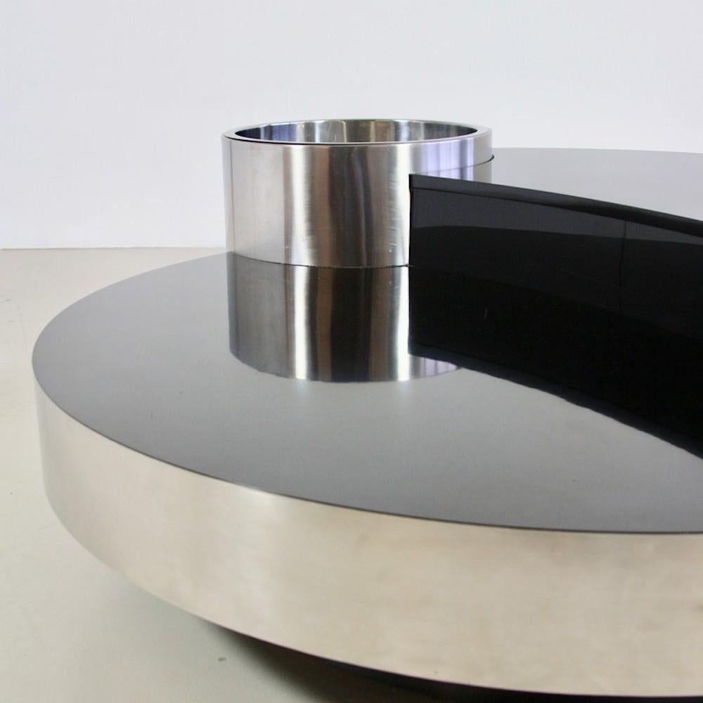 20th Century Willy Rizzo Iconic 'Trg' Revolving Cocktail Table