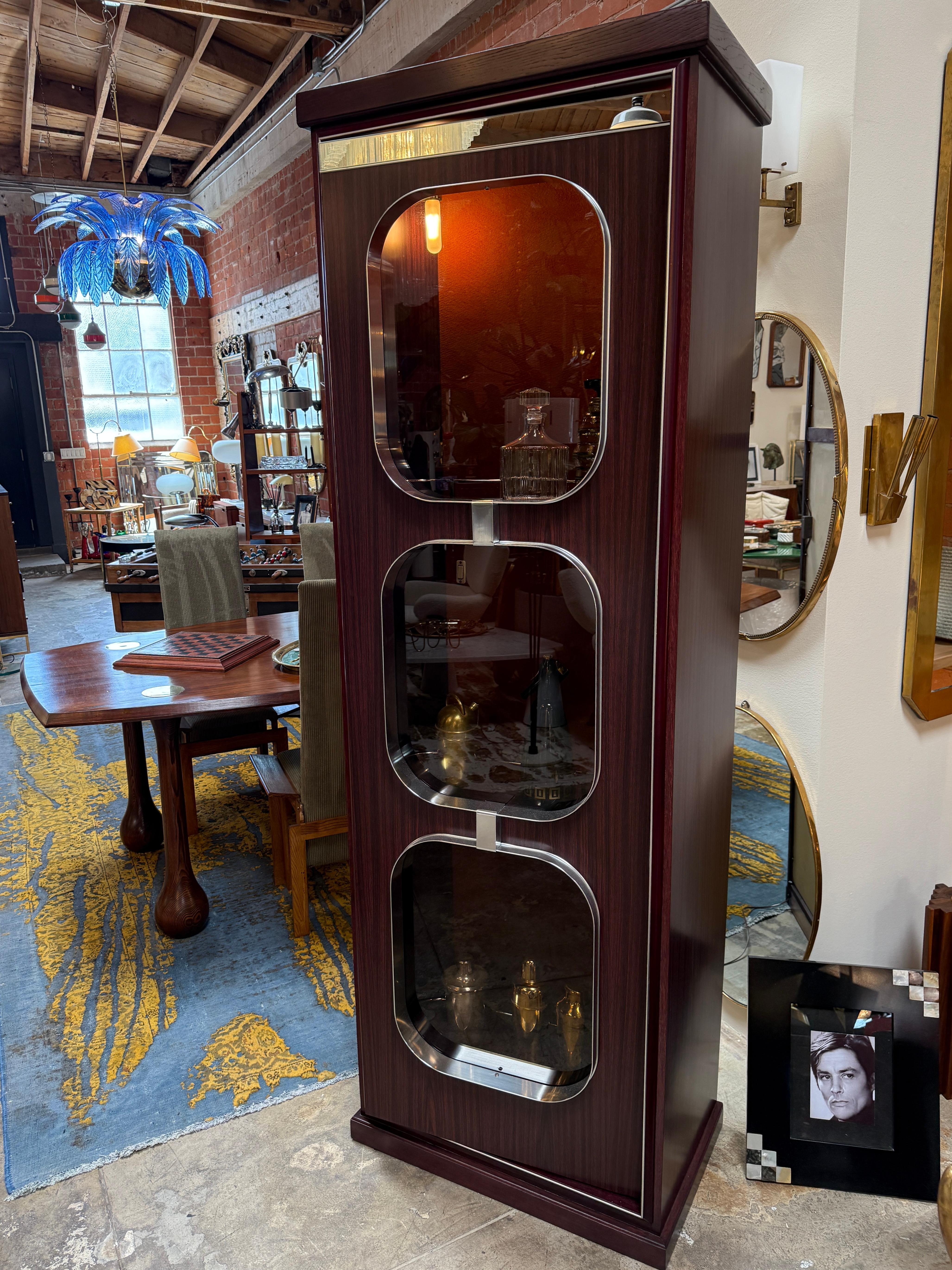 Willy Rizzo Illuminated Display Cabinet, 1970s For Sale 6