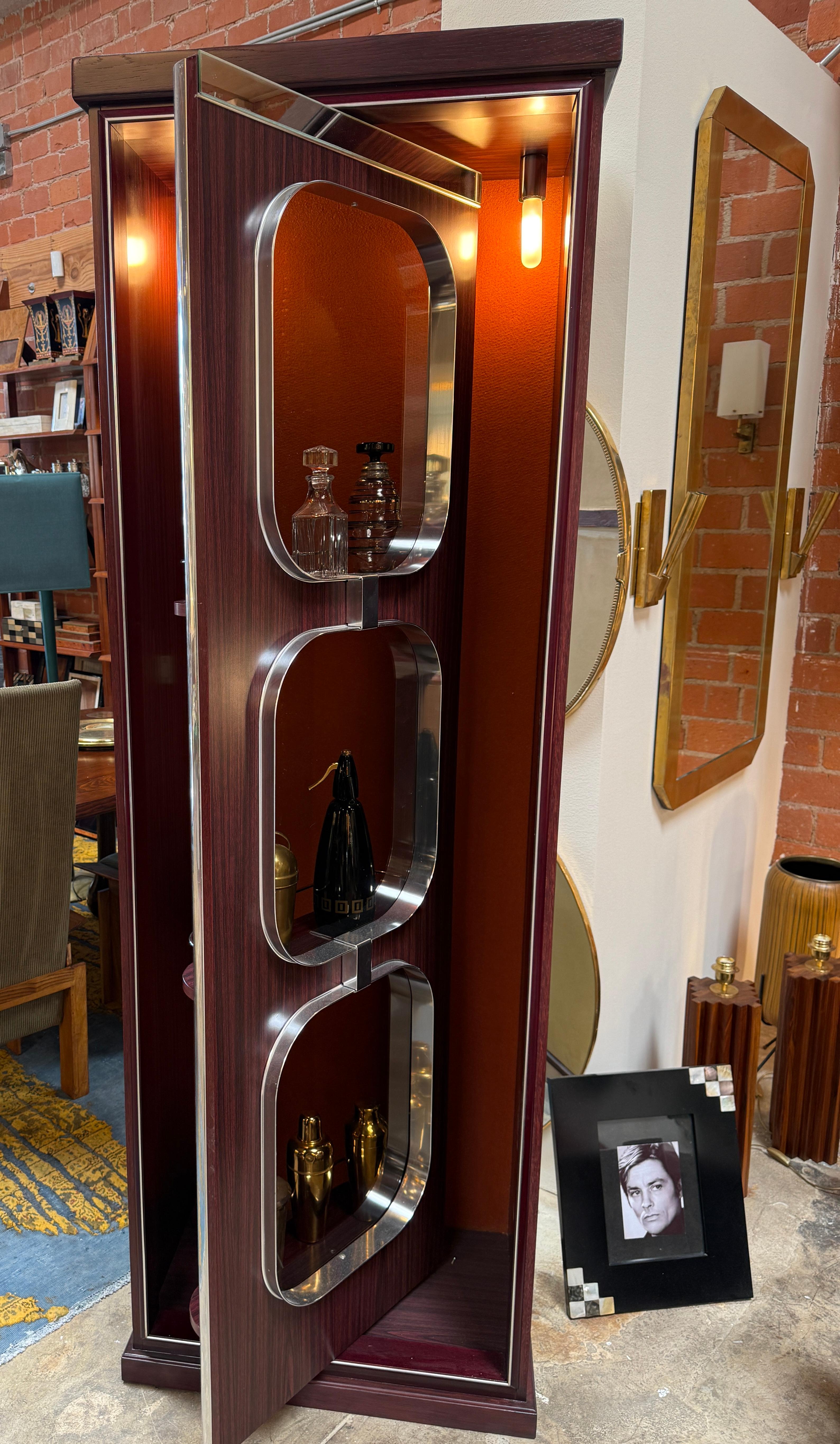 Willy Rizzo Illuminated Display Cabinet, 1970s For Sale 7