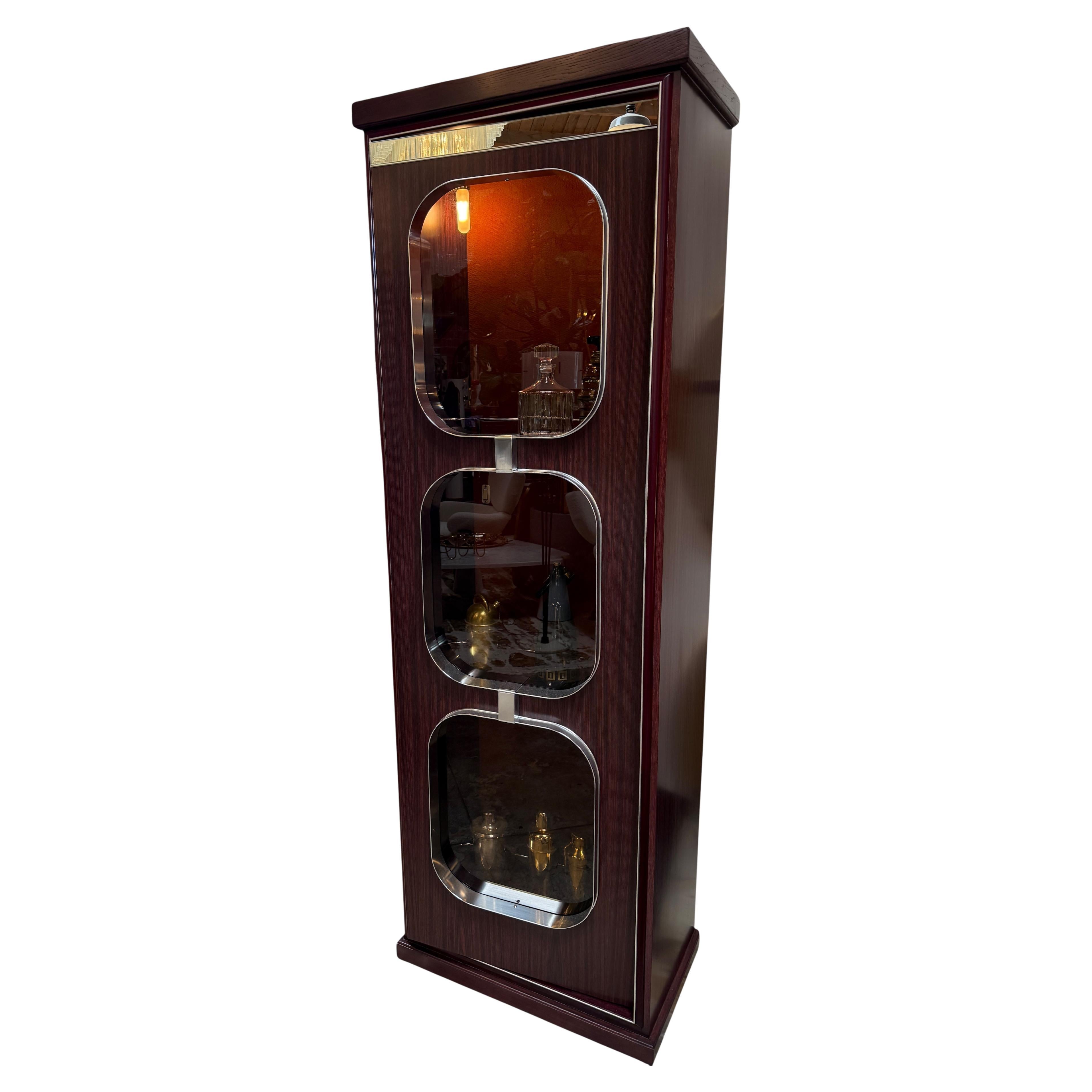 Willy Rizzo Illuminated Display Cabinet, 1970s For Sale