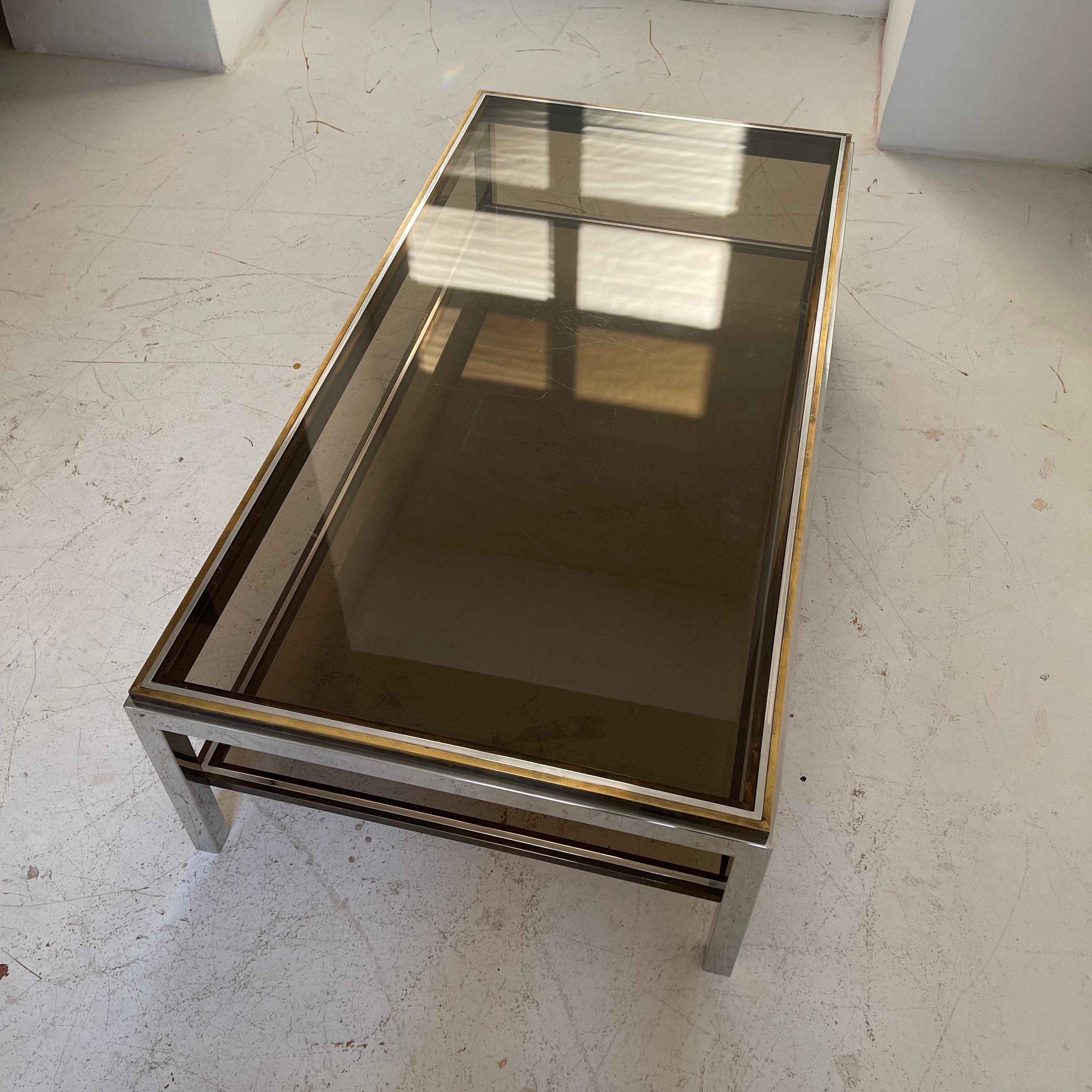 French Willy Rizzo Impressive Large Brass Coffee Tables Model 'Flamina', Italy 1974 For Sale