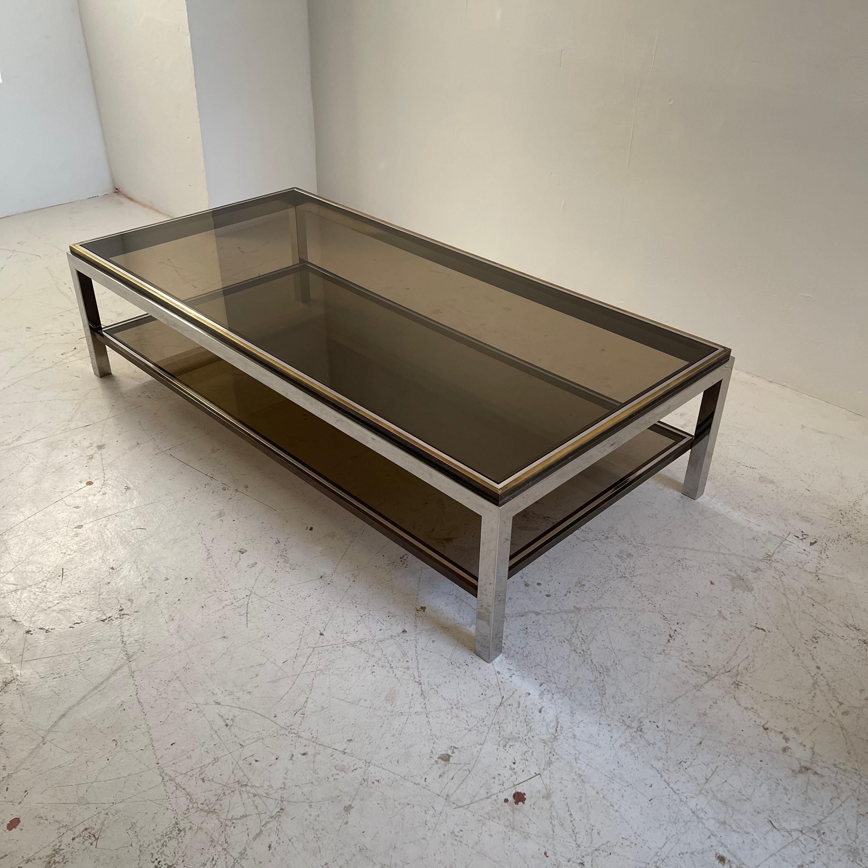 Willy Rizzo Impressive Large Brass Coffee Tables Model 'Flamina', Italy 1974 In Good Condition For Sale In Vienna, AT