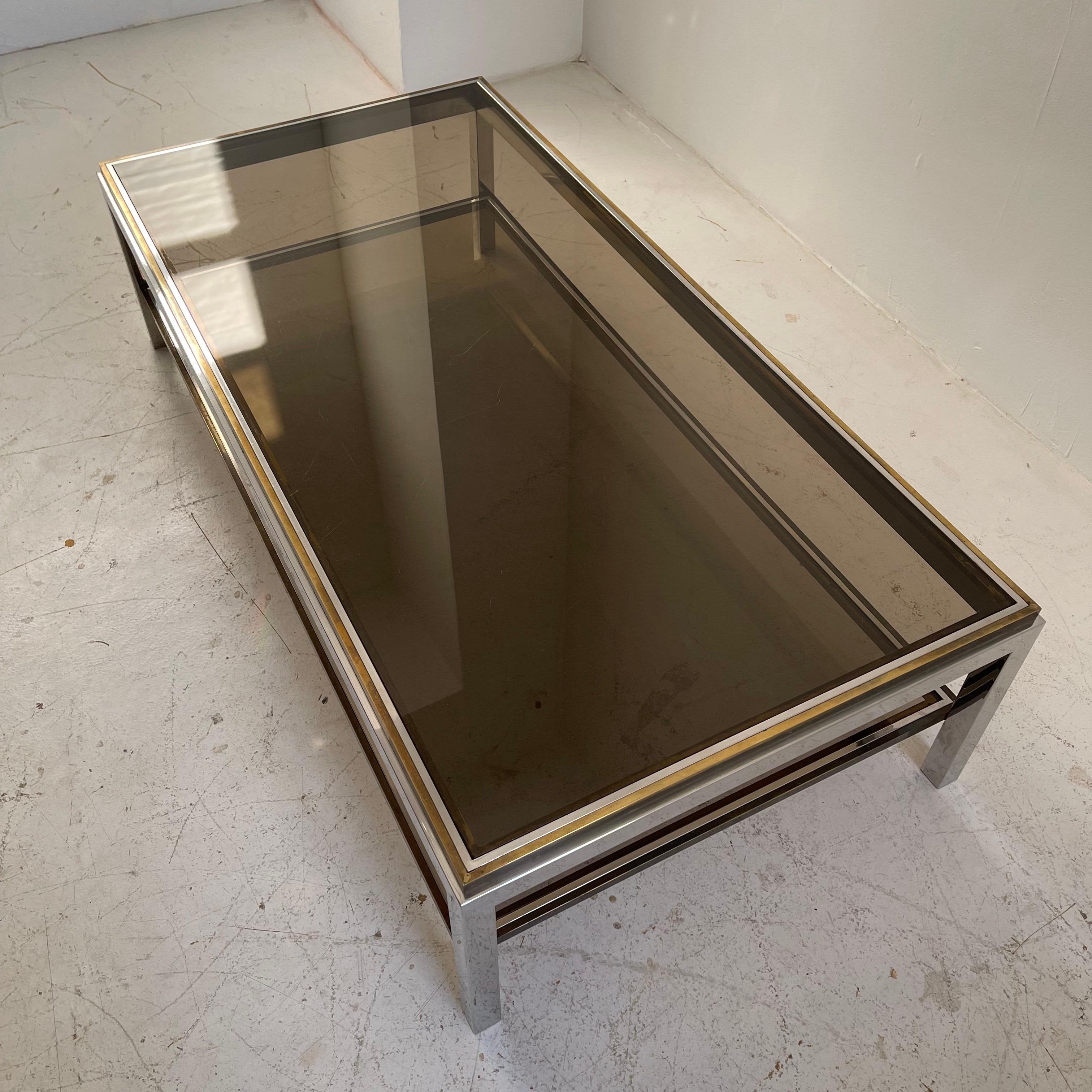 Willy Rizzo Impressive Large Brass Coffee Tables Model 'Flamina', Italy 1974 For Sale 1