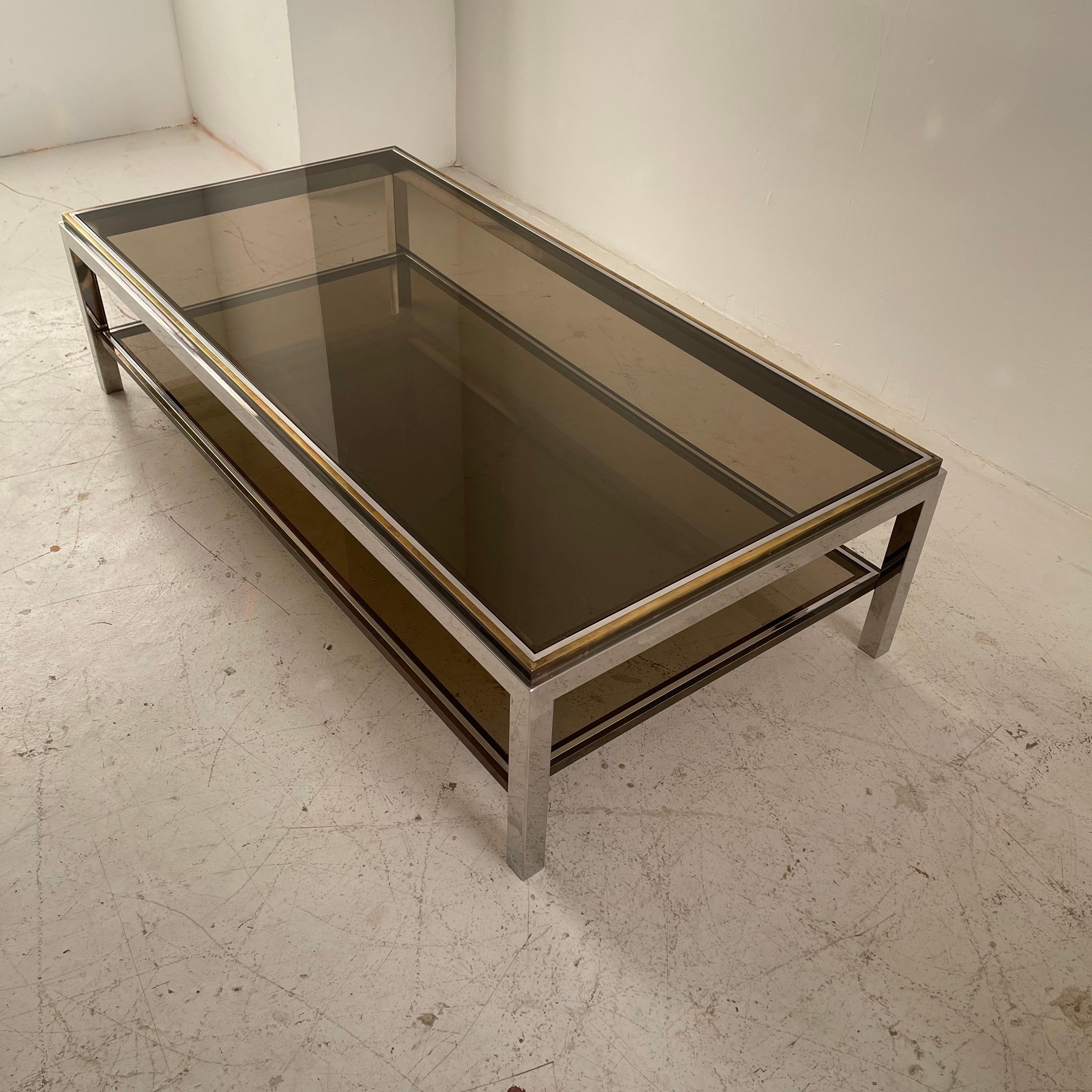 Willy Rizzo Impressive Large Brass Coffee Tables Model 'Flamina', Italy 1974 For Sale 3