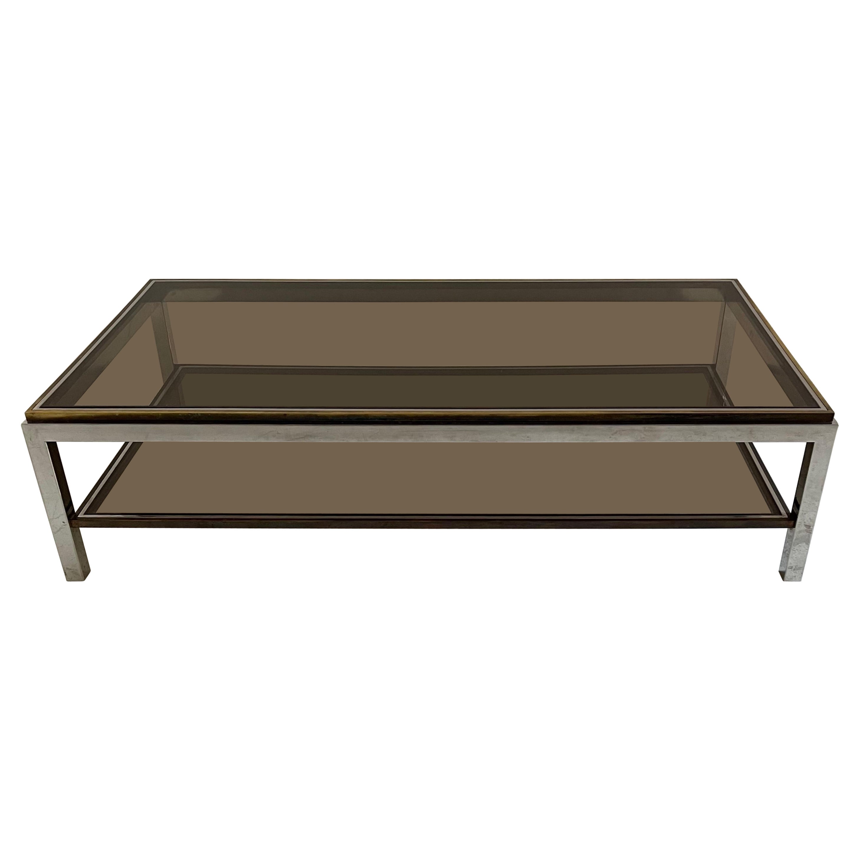 Willy Rizzo Impressive Large Brass Coffee Tables Model 
Flamina
, Italy 1974 For Sale