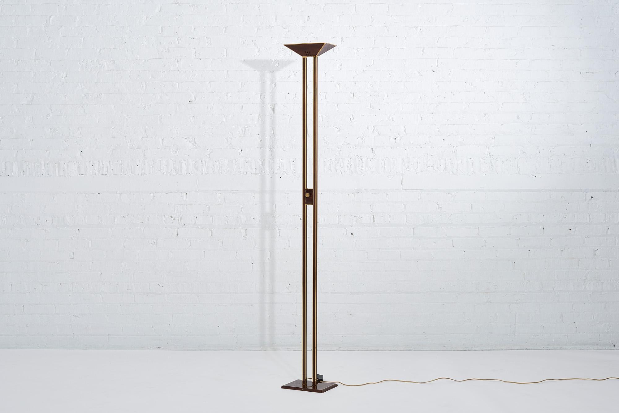 Willy Rizzo for Lumica Italian floor lamp with brass and tortoiseshell enamel, circa 1960.