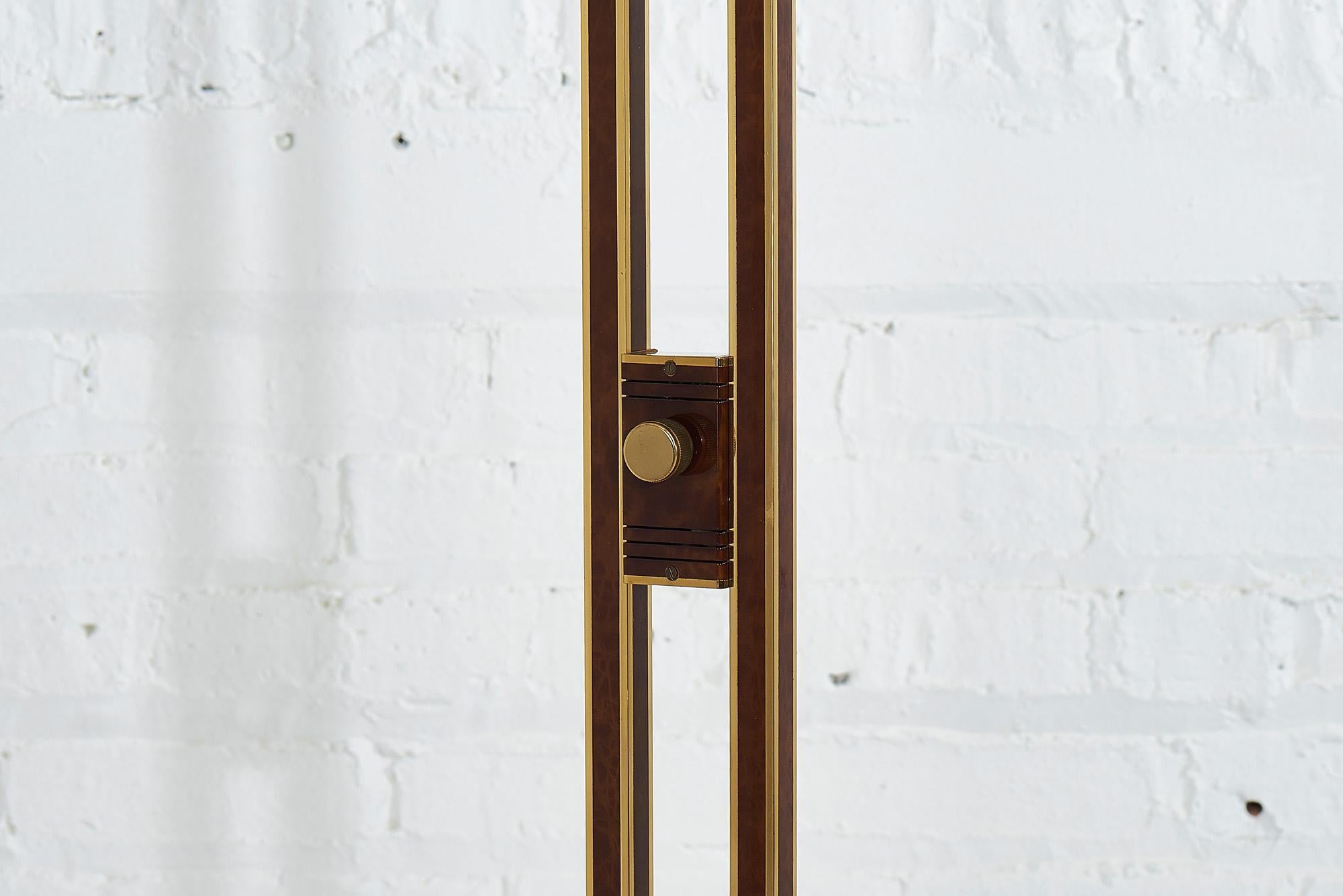 Mid-20th Century Willy Rizzo Italian Floor Lamp with Brass and Tortoise Shell Enamel, 1960 For Sale