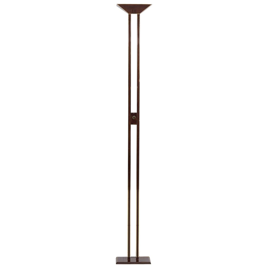 Willy Rizzo Italian Floor Lamp with Brass and Tortoise Shell Enamel, 1960 For Sale