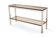 Willy Rizzo Mid-Century Two-Tier Console Table, Chrome & Glass, 1955