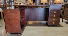 Willy Rizzo L Shaped Burl Wood Executive Desk