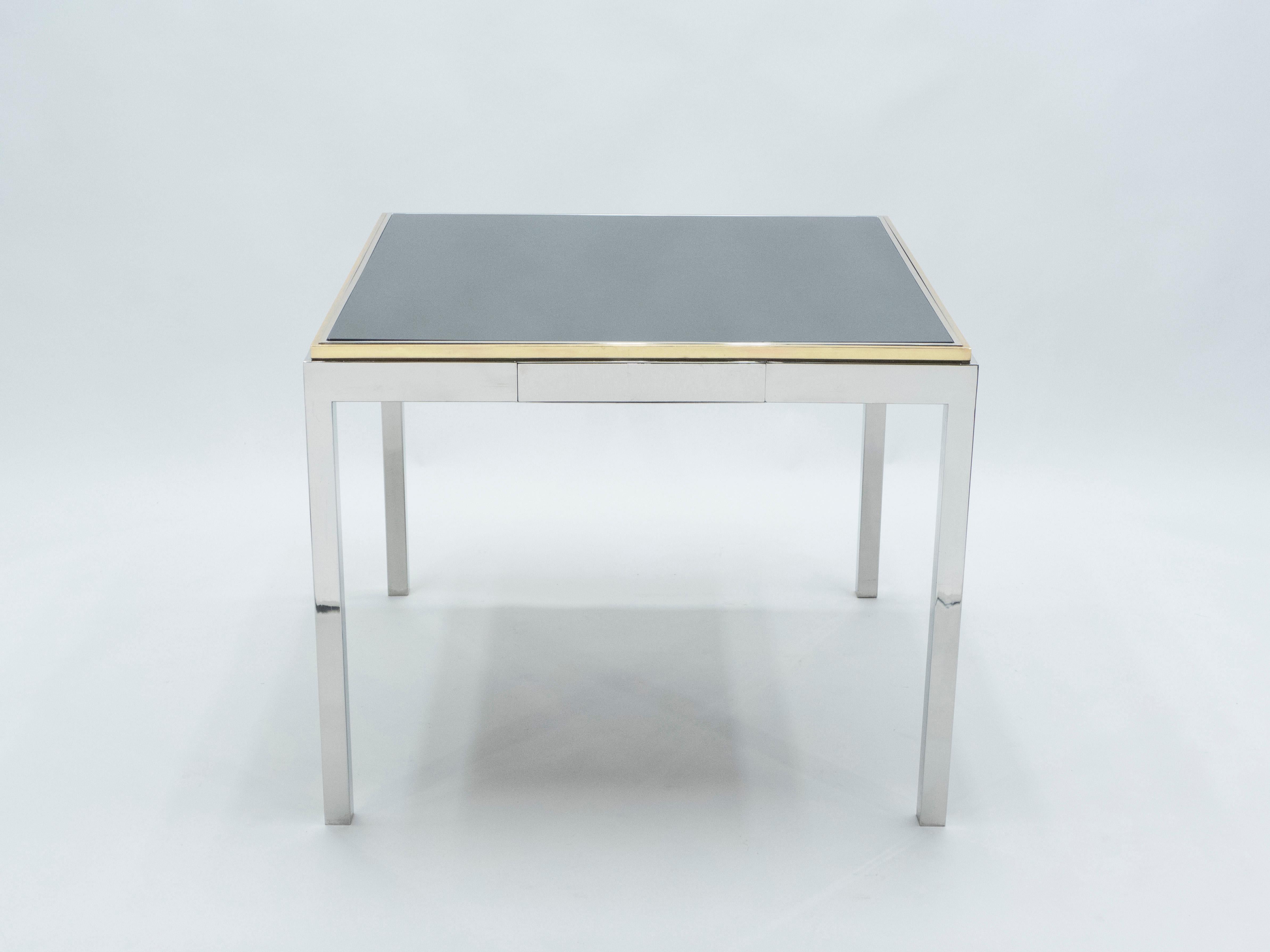 Willy Rizzo Lacquered Chrome Brass Flaminia Game Table, 1970s In Good Condition In Paris, IDF