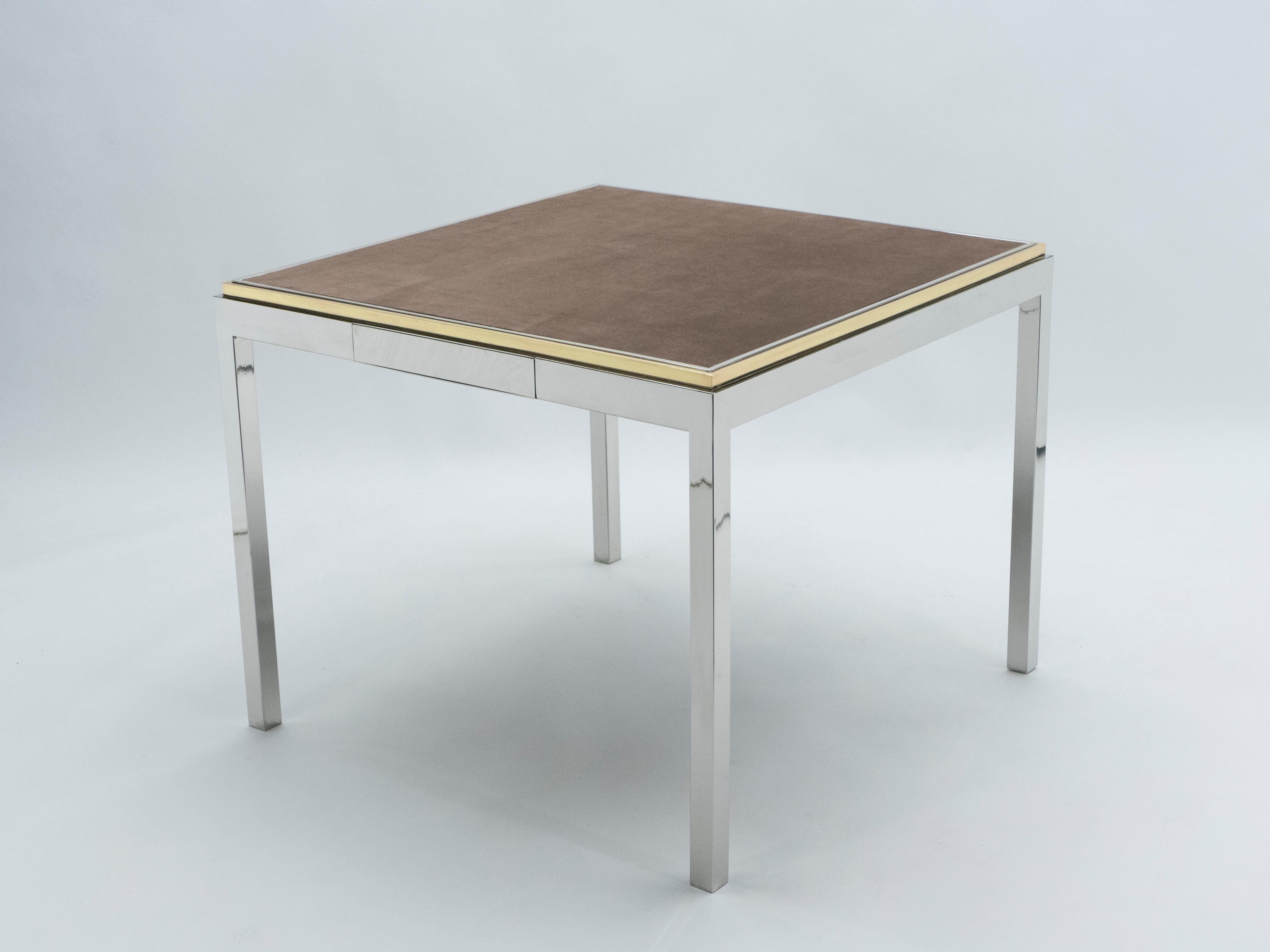Late 20th Century Willy Rizzo Lacquered Chrome Brass Flaminia Game Table, 1970s