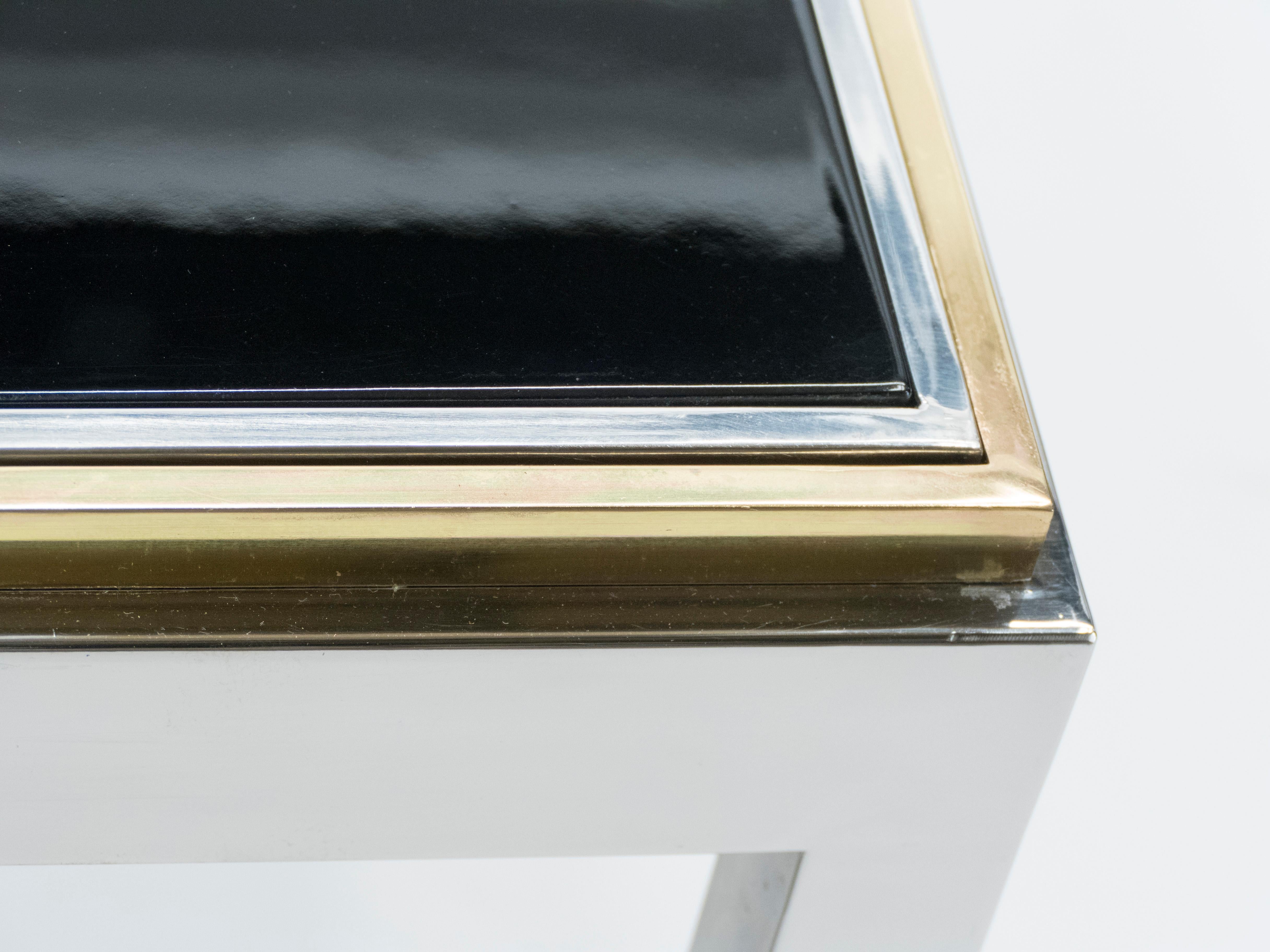 Willy Rizzo Lacquered Chrome Brass Flaminia Game Table, 1970s 1