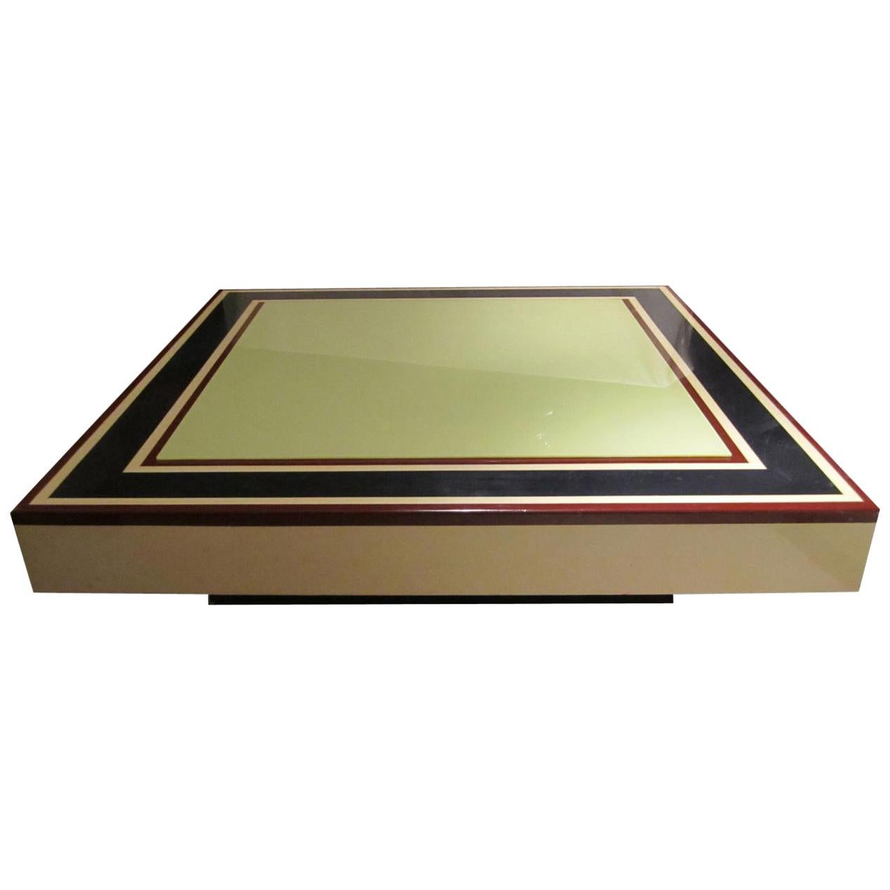 Willy Rizzo, Lacquered Colors Midcentury Signed Coffee Table, Italy, 1970 For Sale
