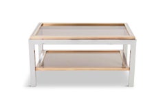 Willy Rizzo Linea Flaminia Coffee Table in Brass, Chrome and Glass