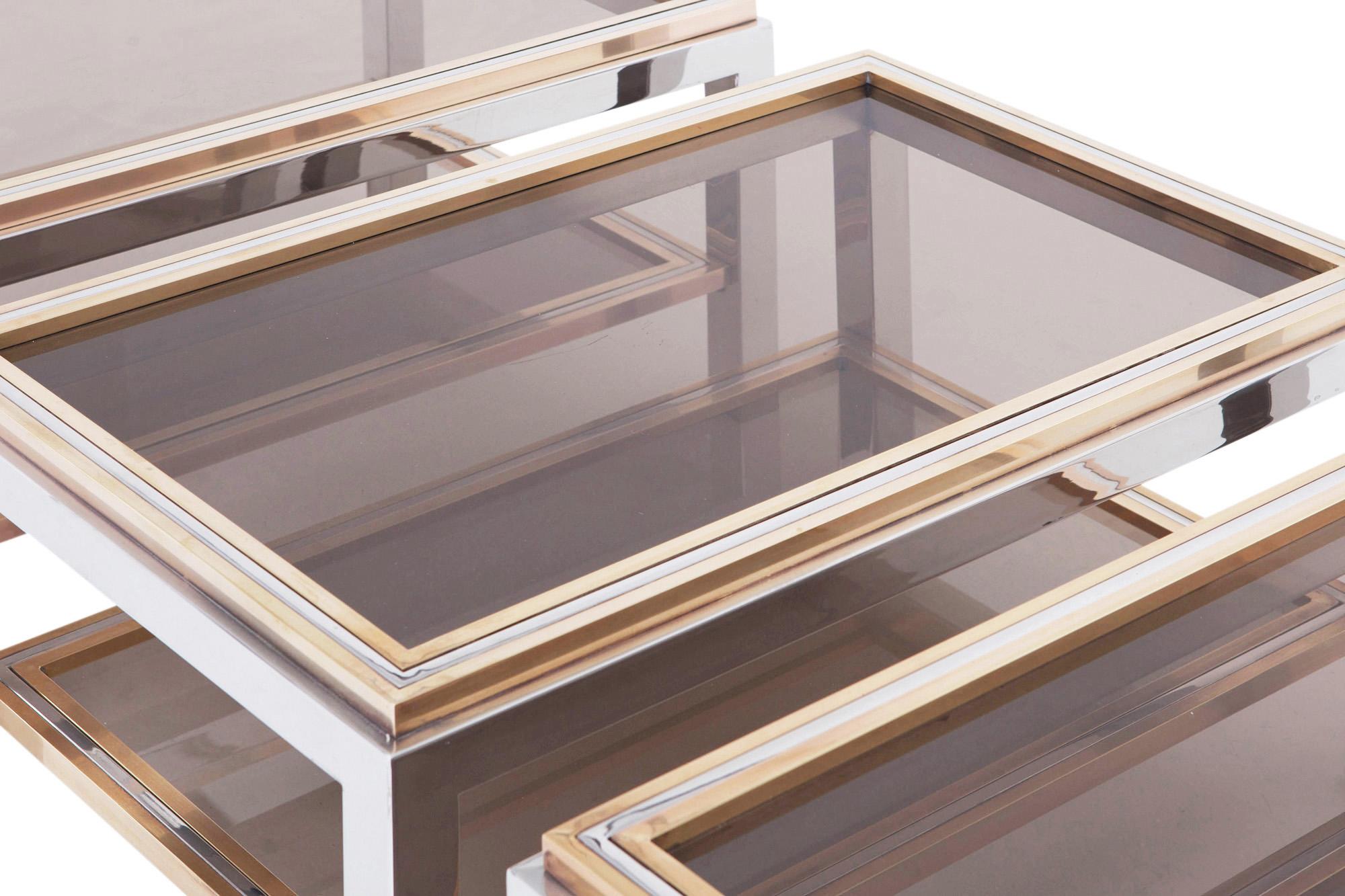 Willy Rizzo Linea Flaminia Coffee Table in Brass, Chrome and Glass 1